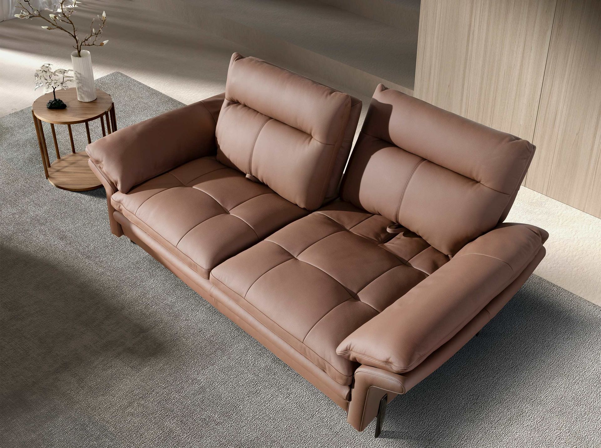 Brown leather 2-seater sofa