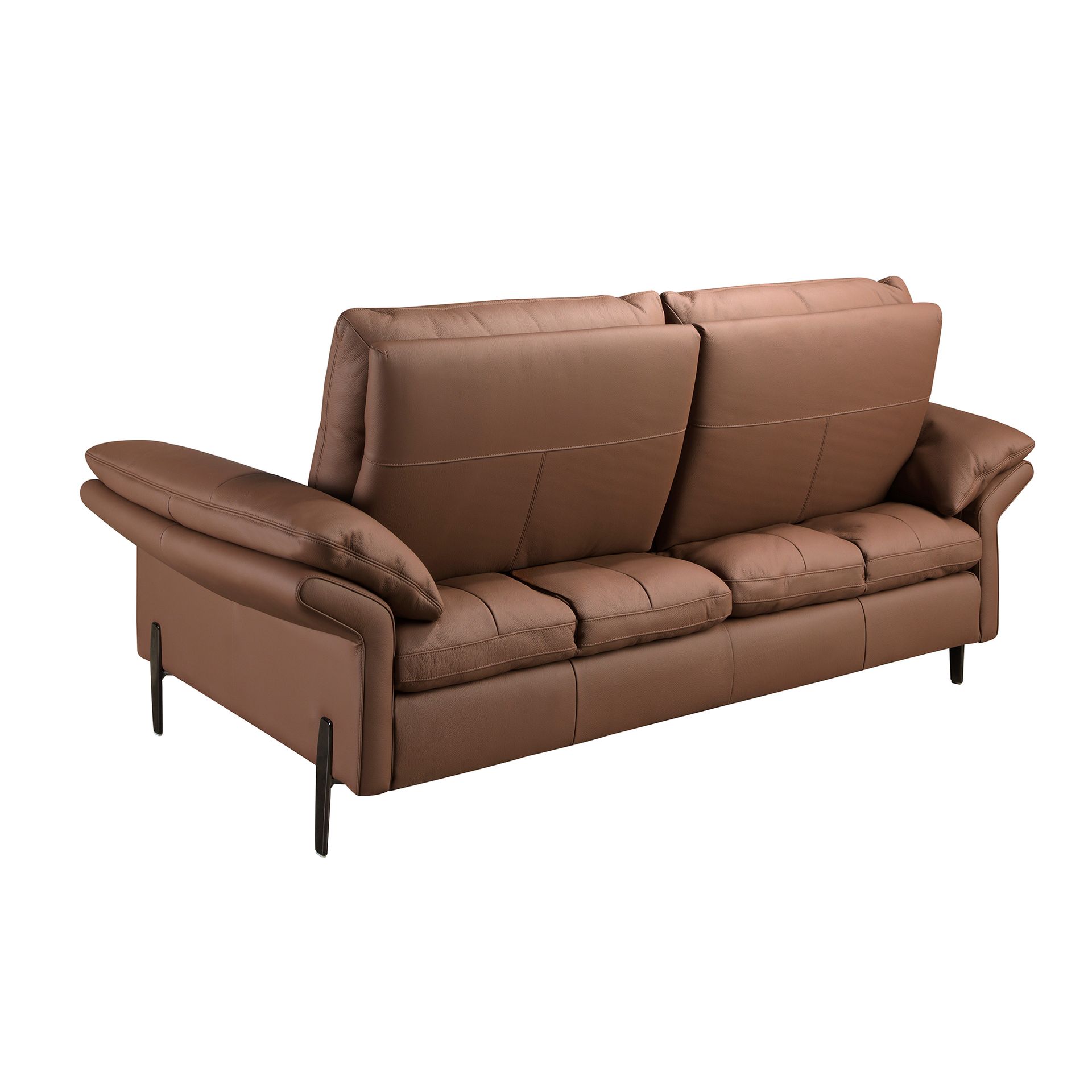 Brown leather 2-seater sofa
