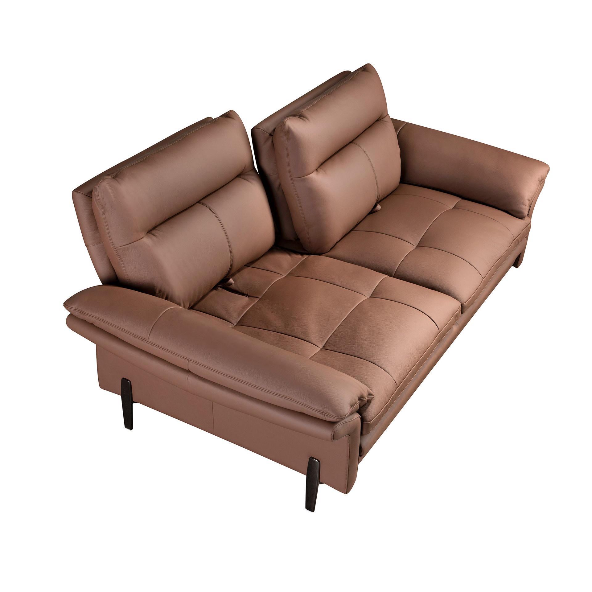 Brown leather 2-seater sofa