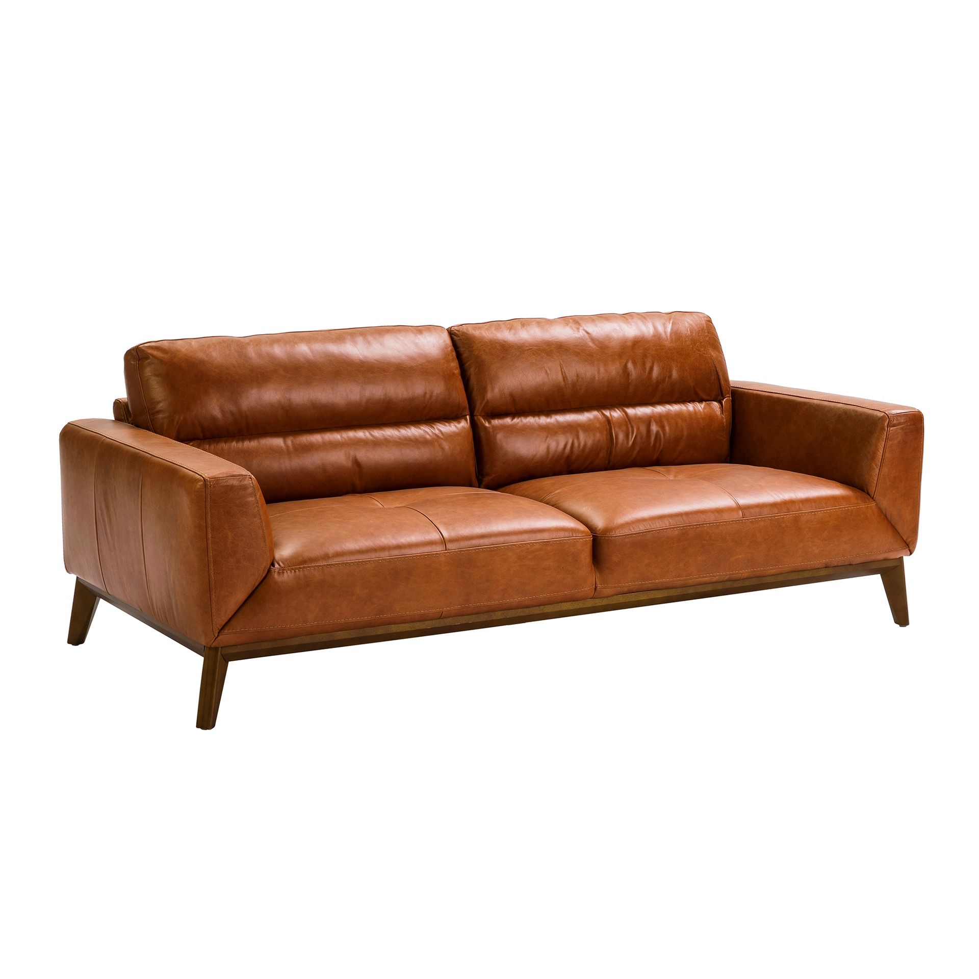 Brown leather 3-seater sofa