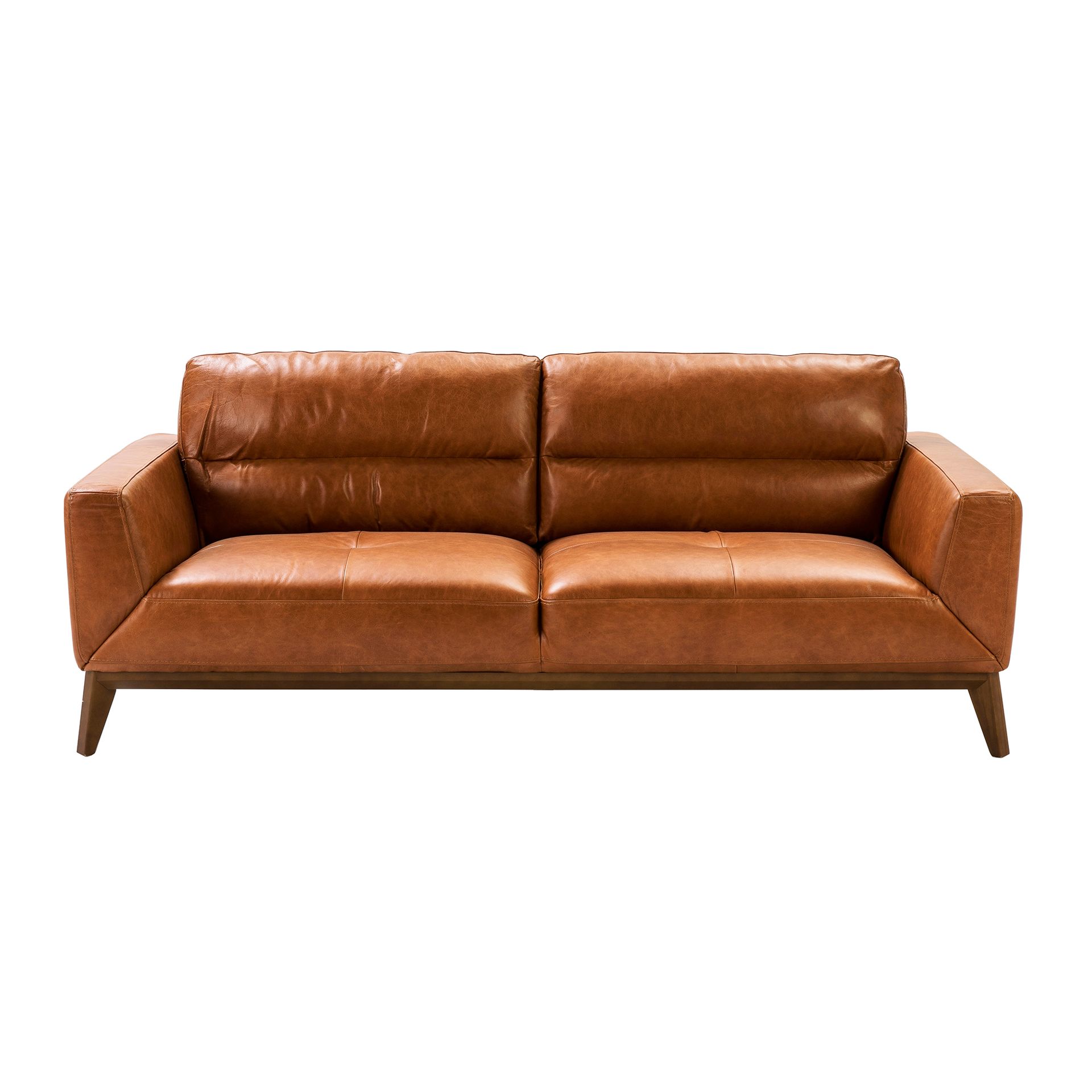Brown leather 3-seater sofa