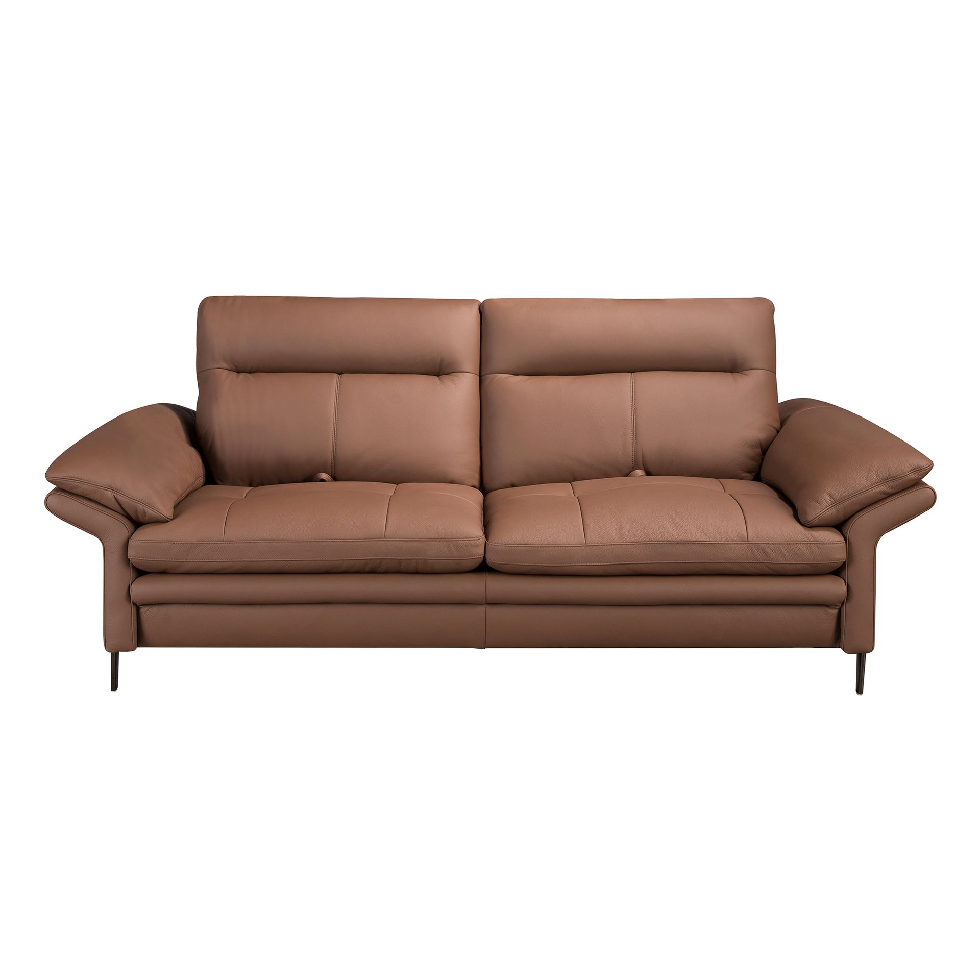 Brown leather 3-seater sofa