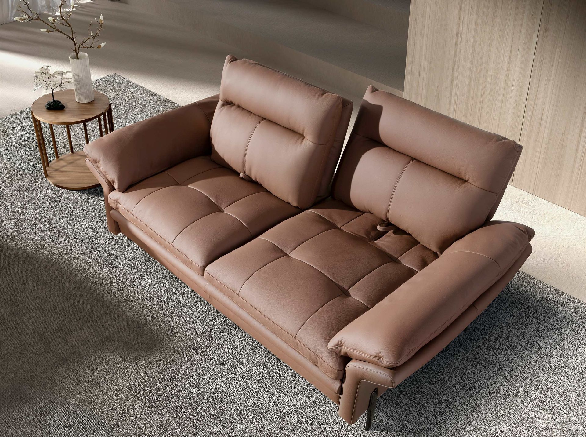 Brown leather 3-seater sofa