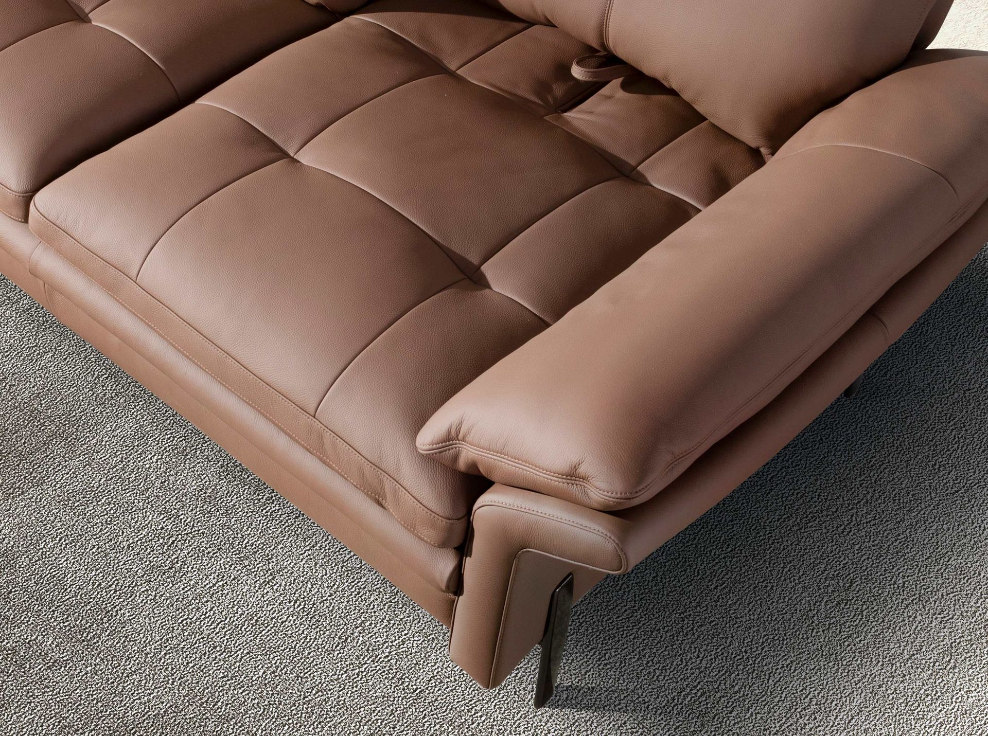 Brown leather 3-seater sofa