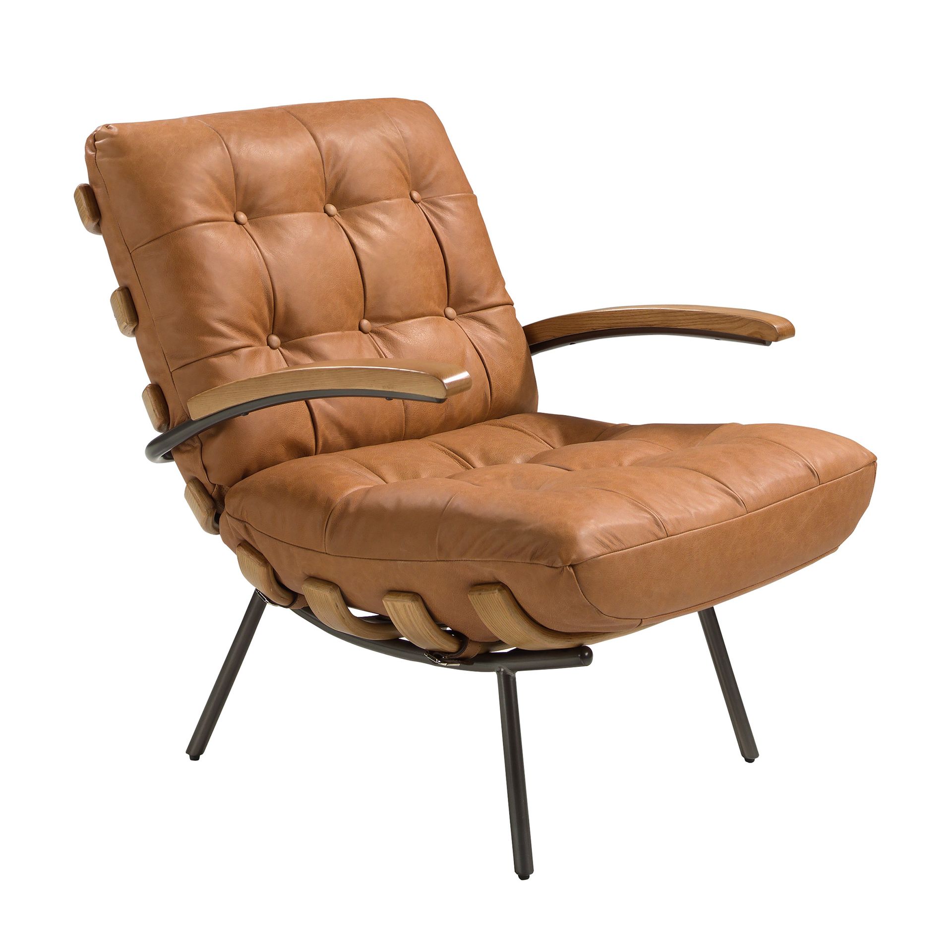 Brown leather and ash armchair