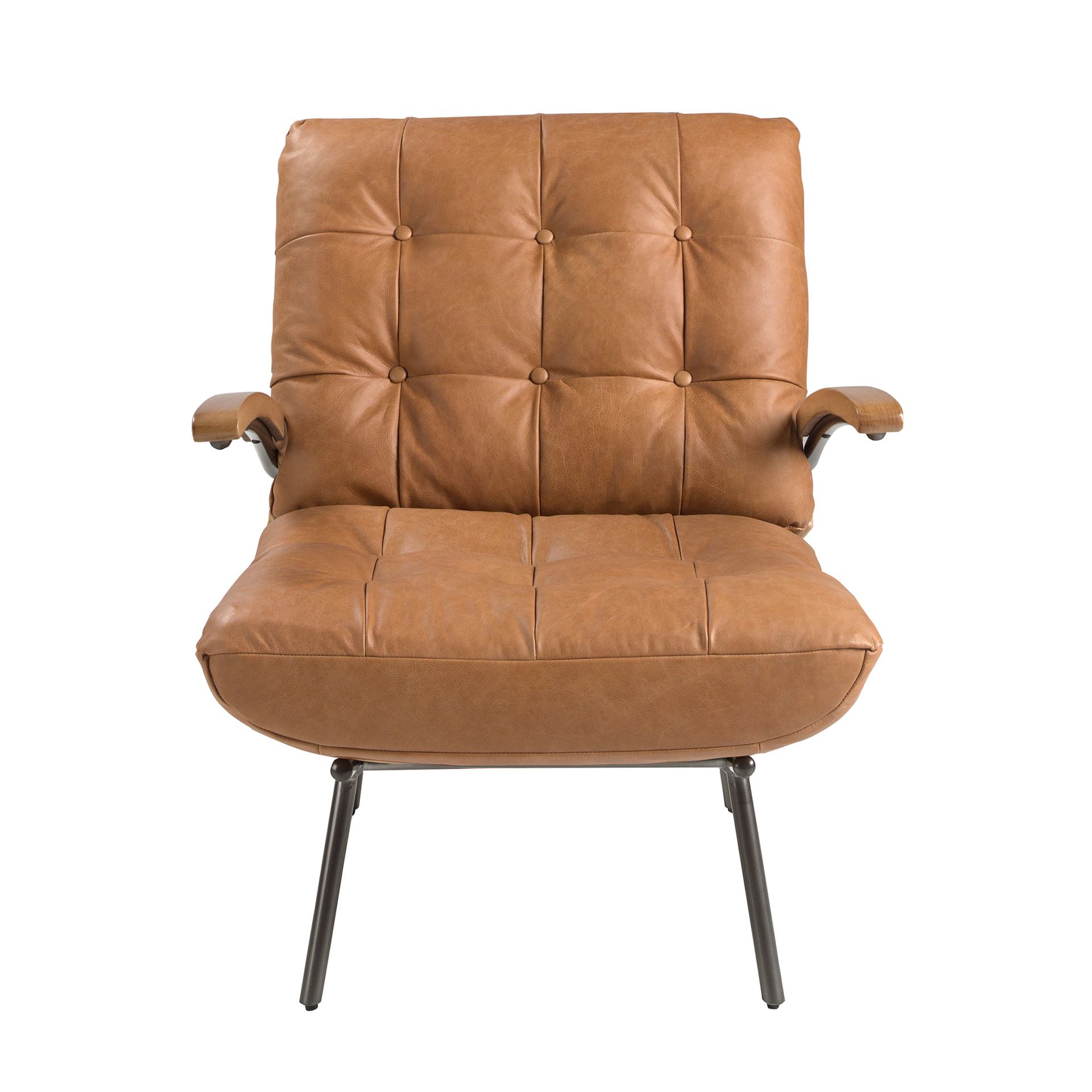 Brown leather and ash armchair