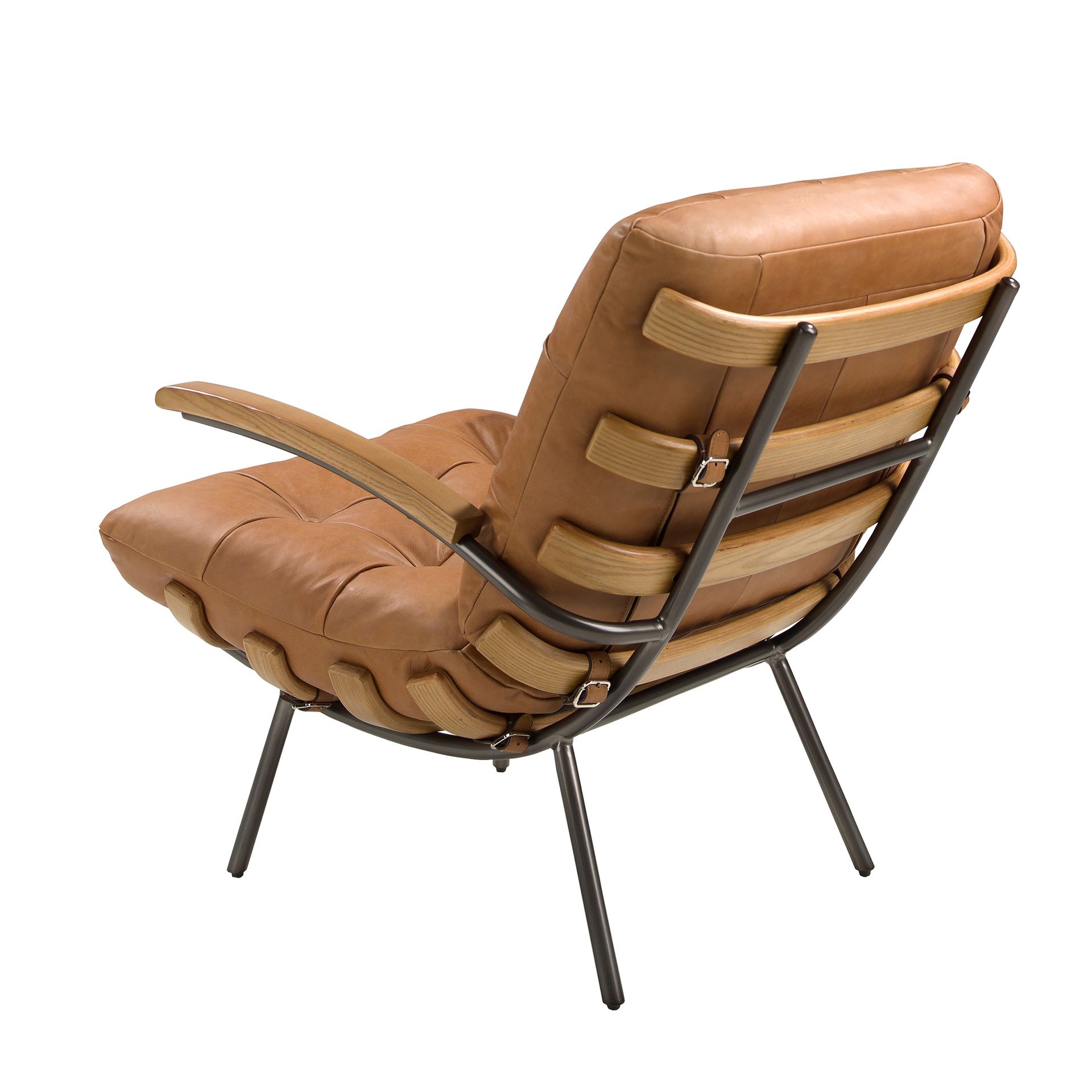 Brown leather and ash armchair