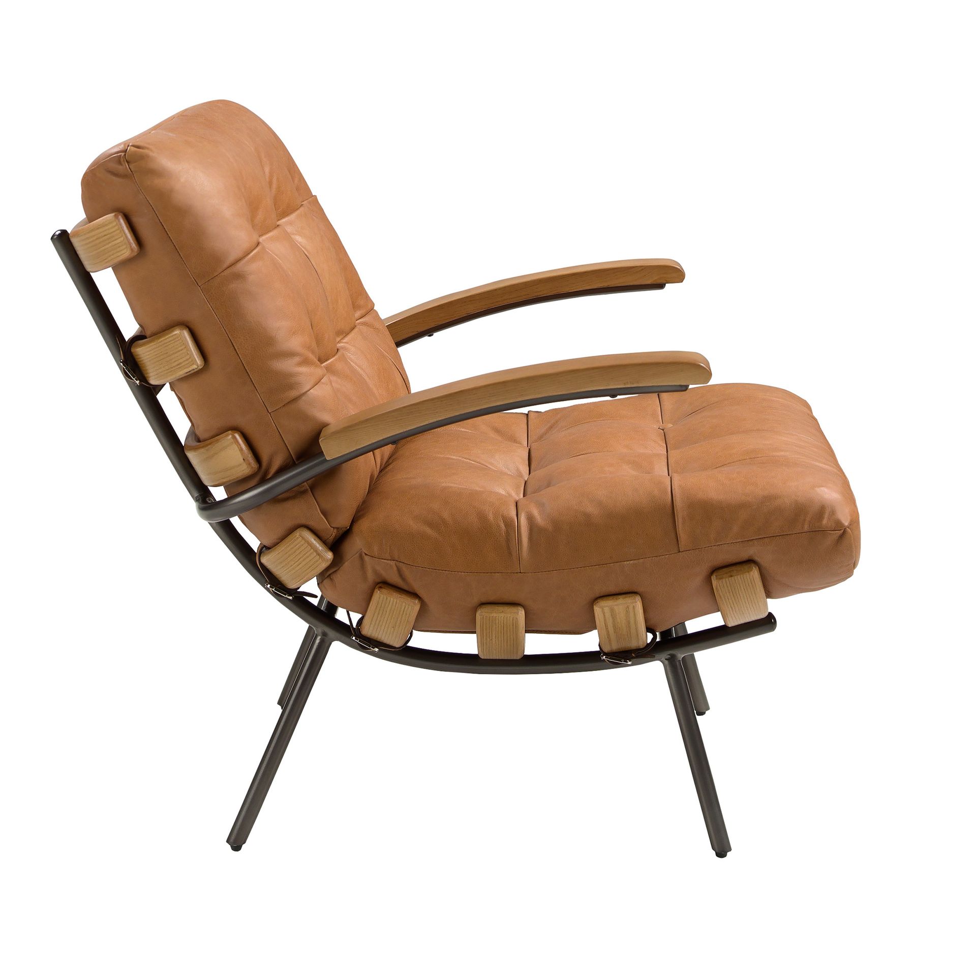 Brown leather and ash armchair
