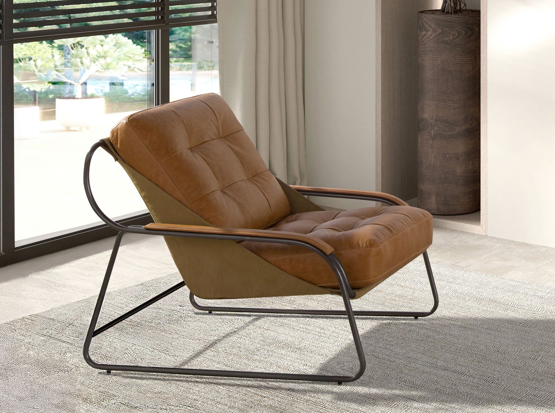Brown leather armchair