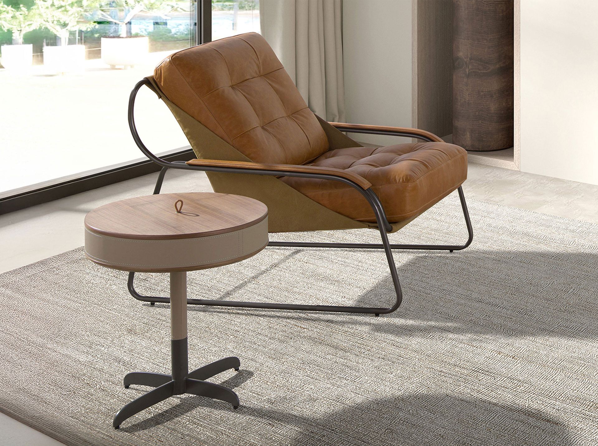 Brown leather armchair