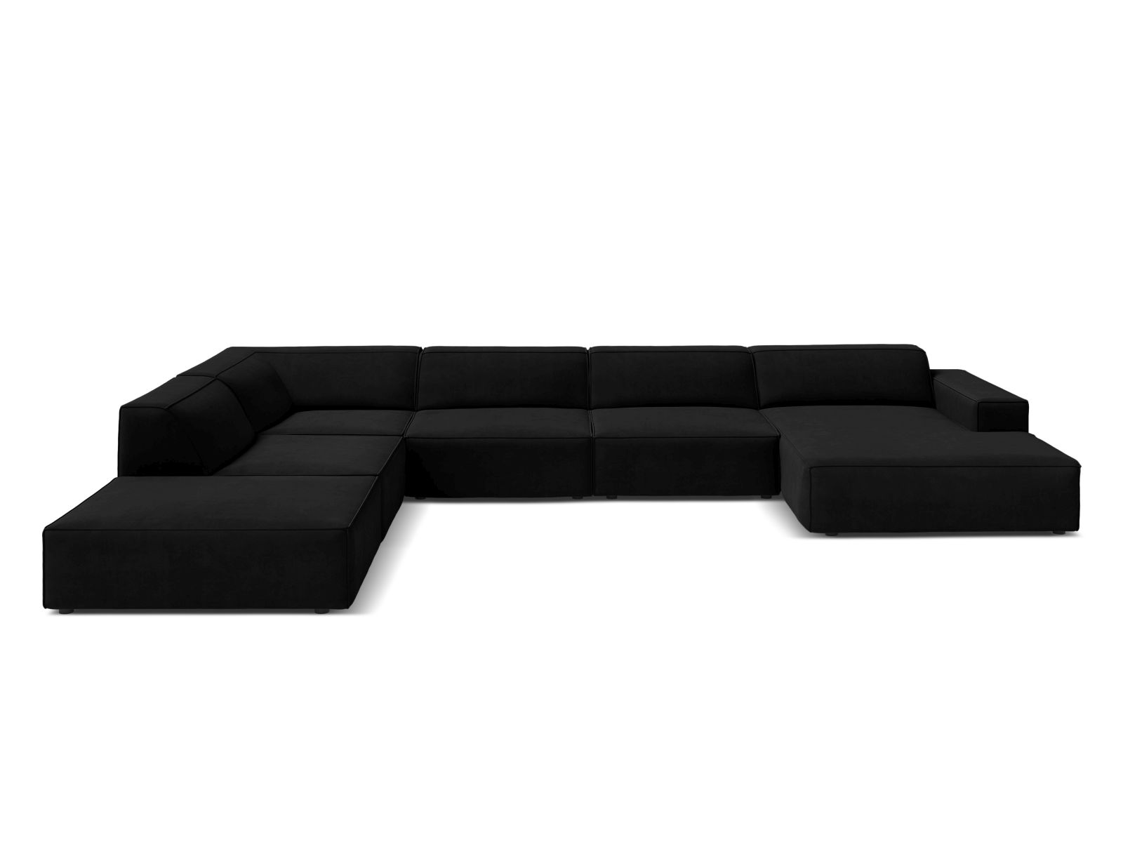Velvet Modular Panoramic Left Corner Sofa, "Jodie", 7 Seats, 361x258x77
