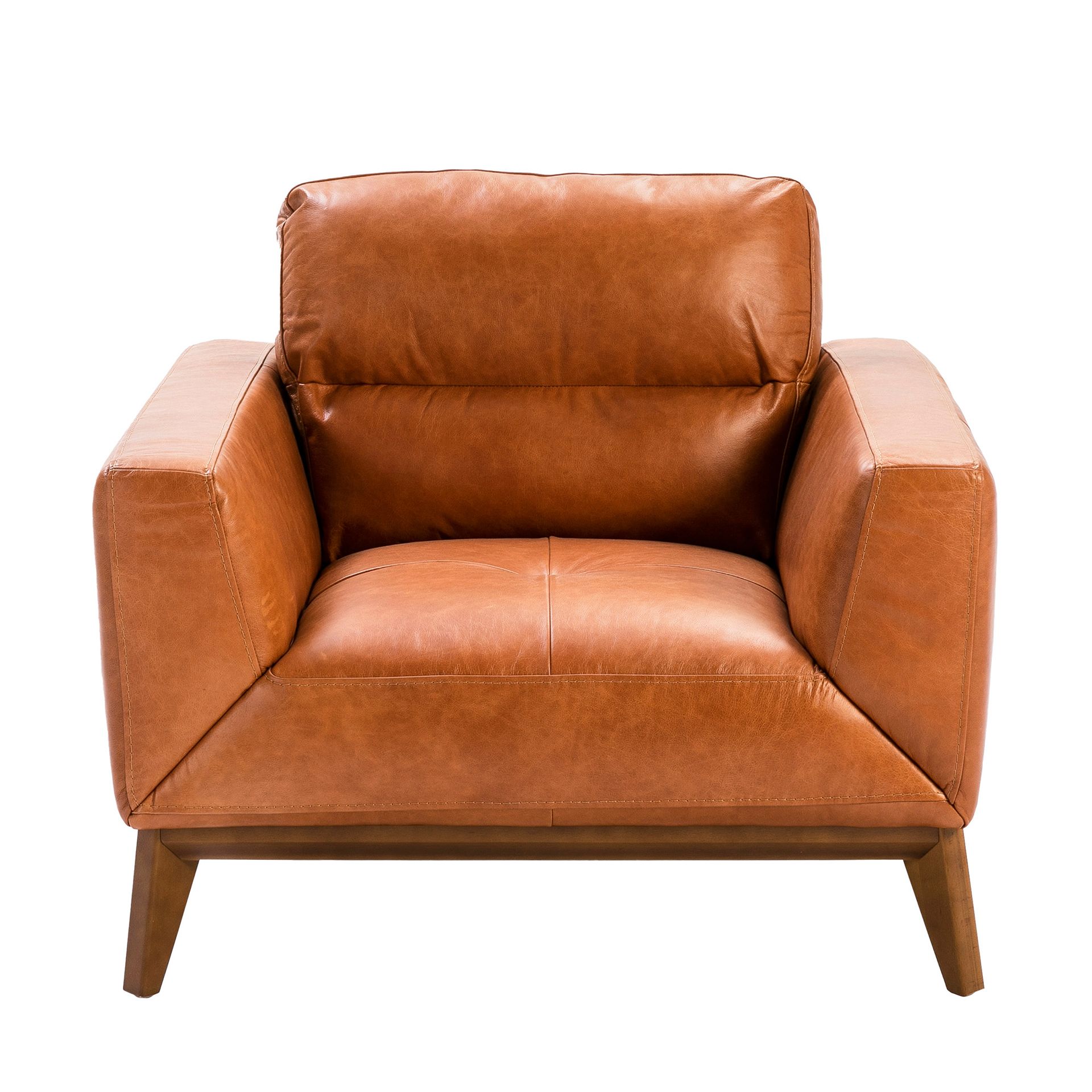 Brown leather armchair
