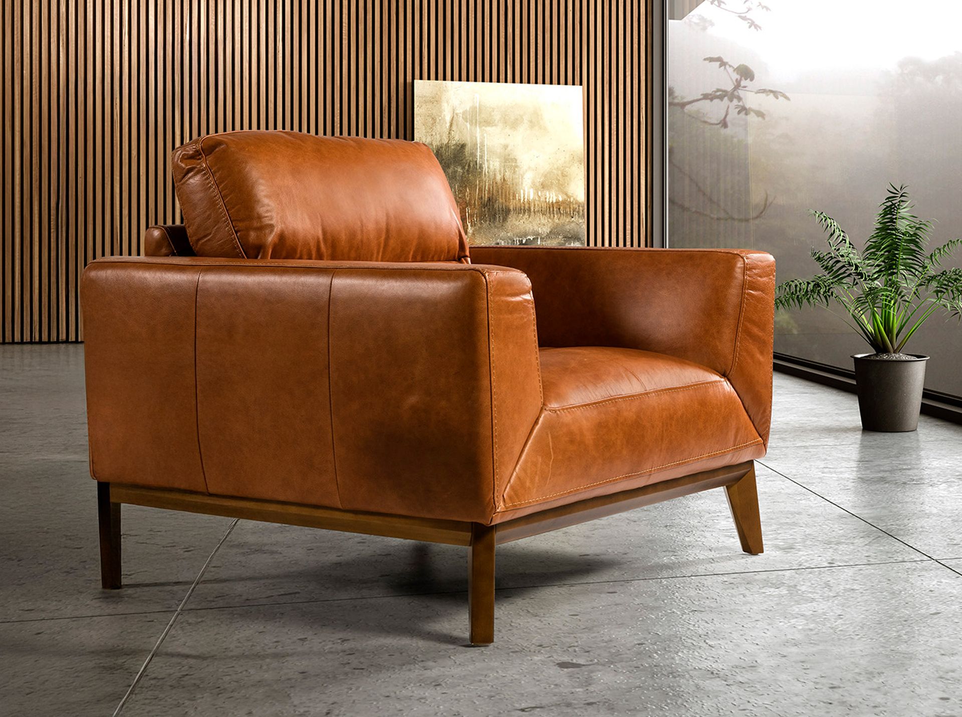 Brown leather armchair