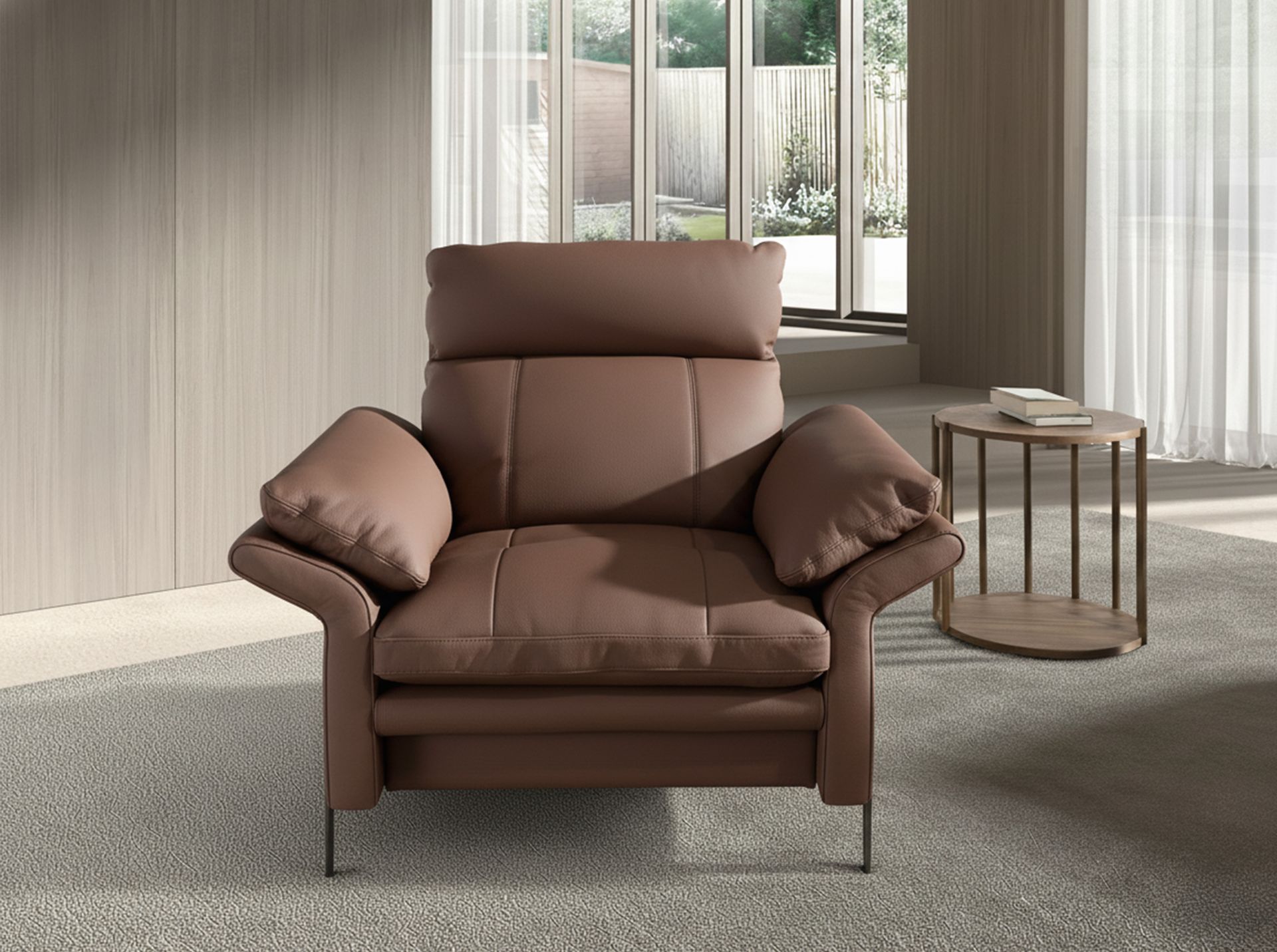 Brown leather armchair