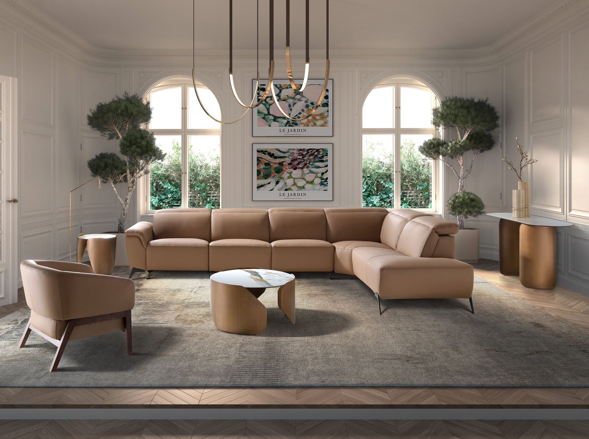 Brown leather armchair