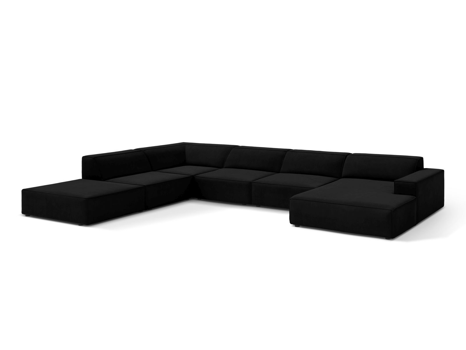 Velvet Modular Panoramic Left Corner Sofa, "Jodie", 7 Seats, 361x258x77