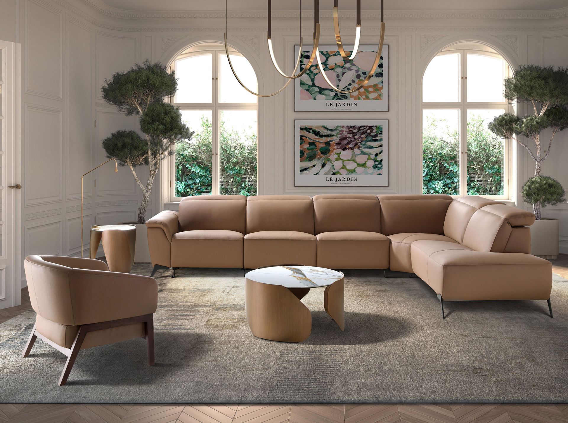 Brown leather armchair