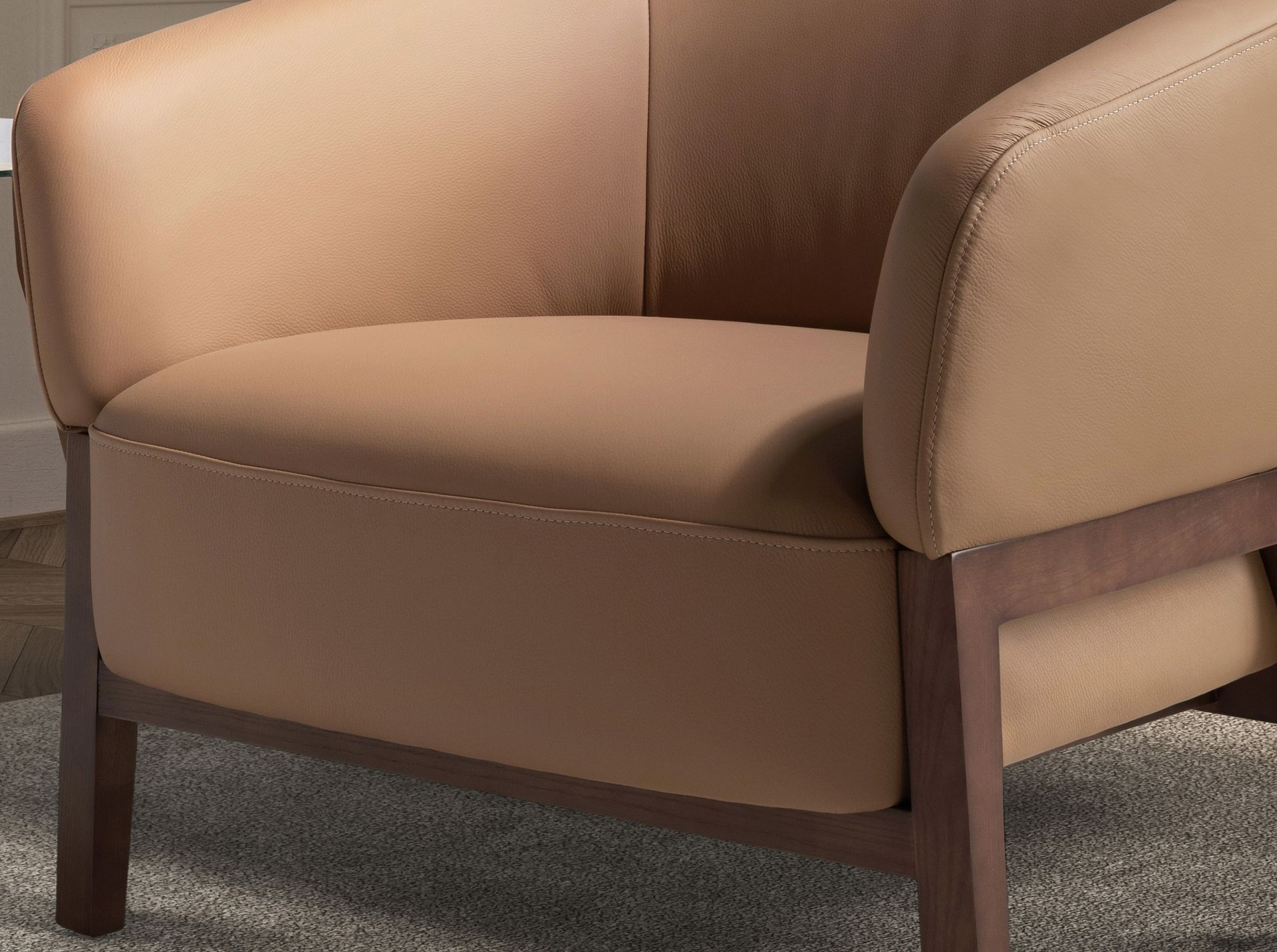 Brown leather armchair