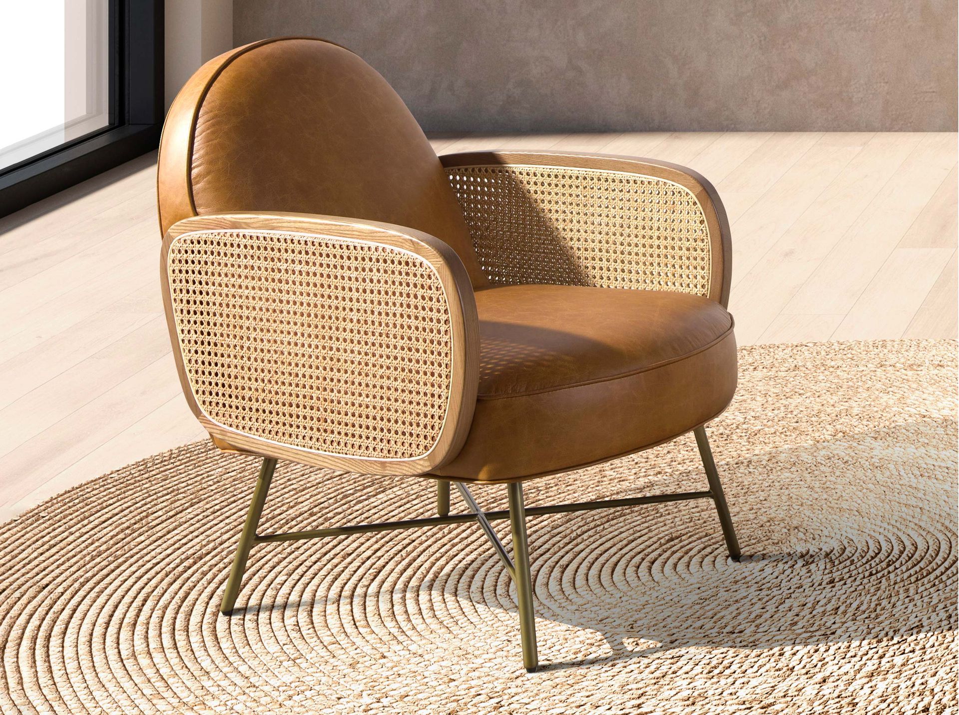 Brown leather armchair