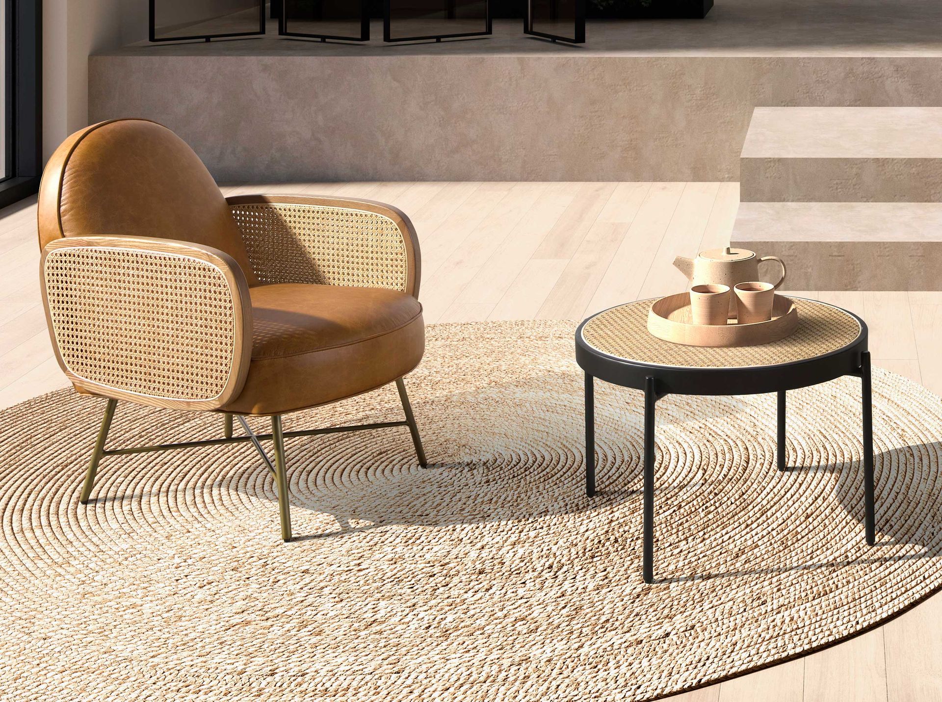 Brown leather armchair