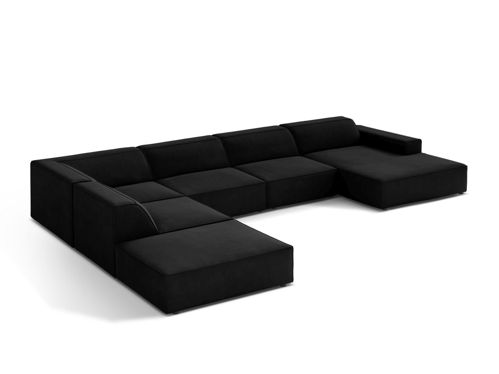 Velvet Modular Panoramic Left Corner Sofa, "Jodie", 7 Seats, 361x258x77