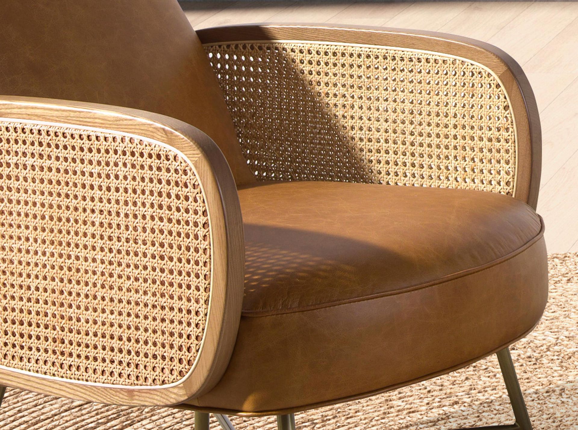 Brown leather armchair