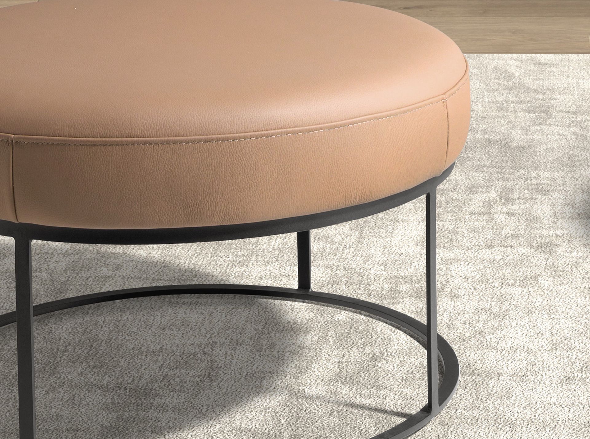 Brown leather bench