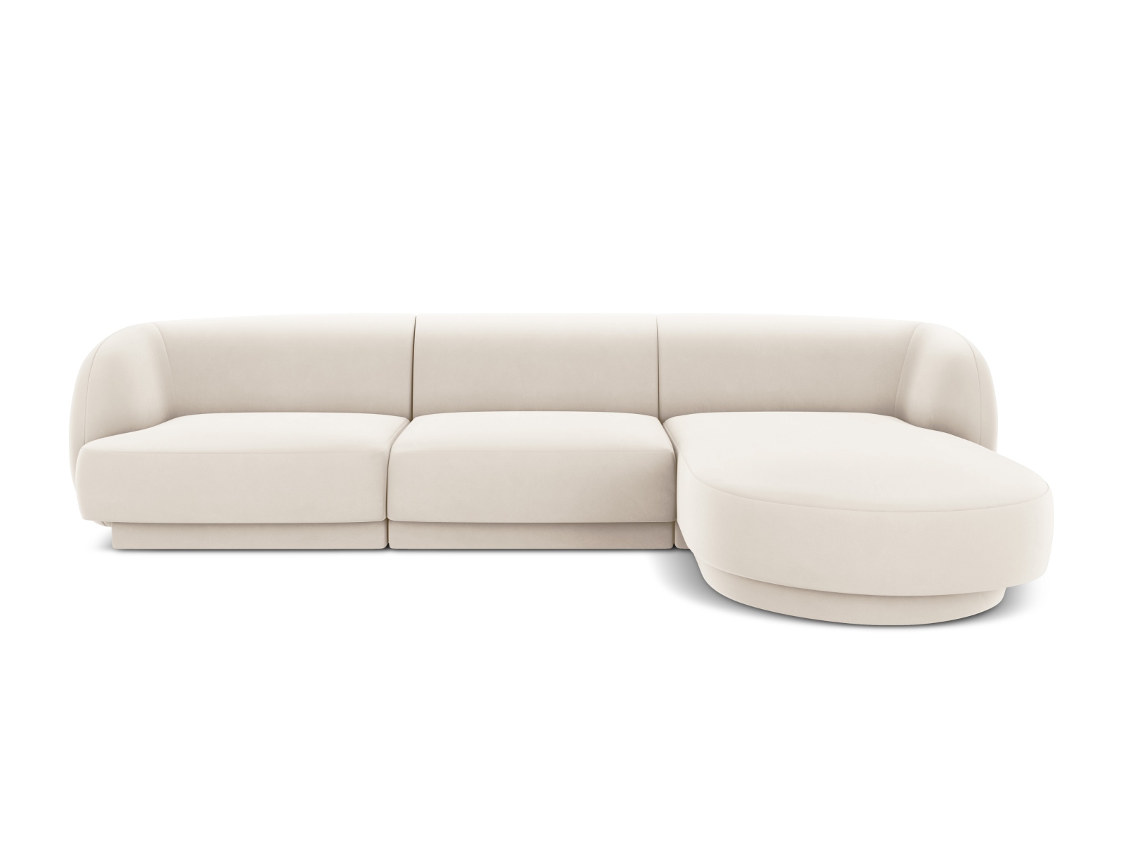 Velvet Right Corner Sofa, "Miley", 4 Seats, 255x156x70