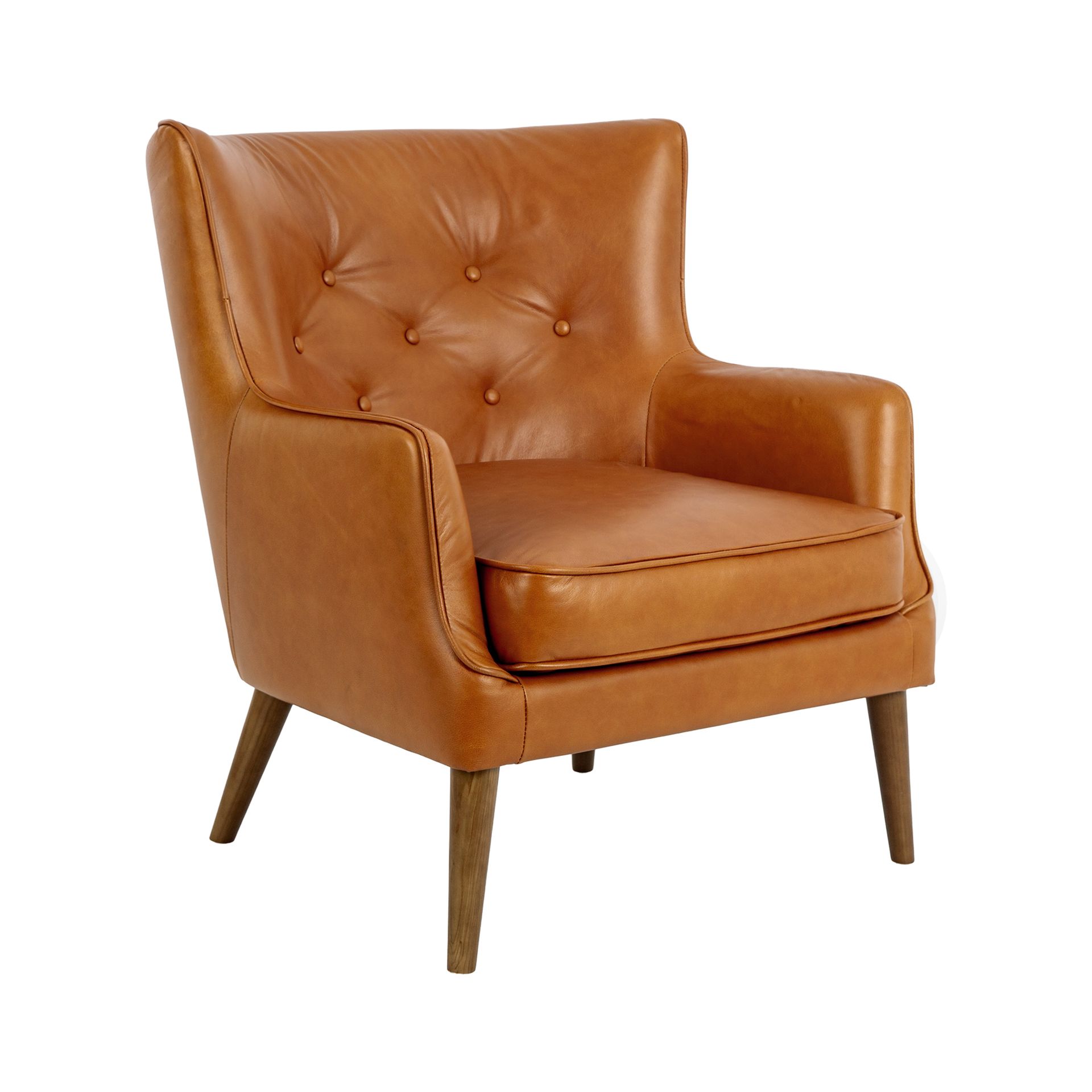 Brown leather chester armchair