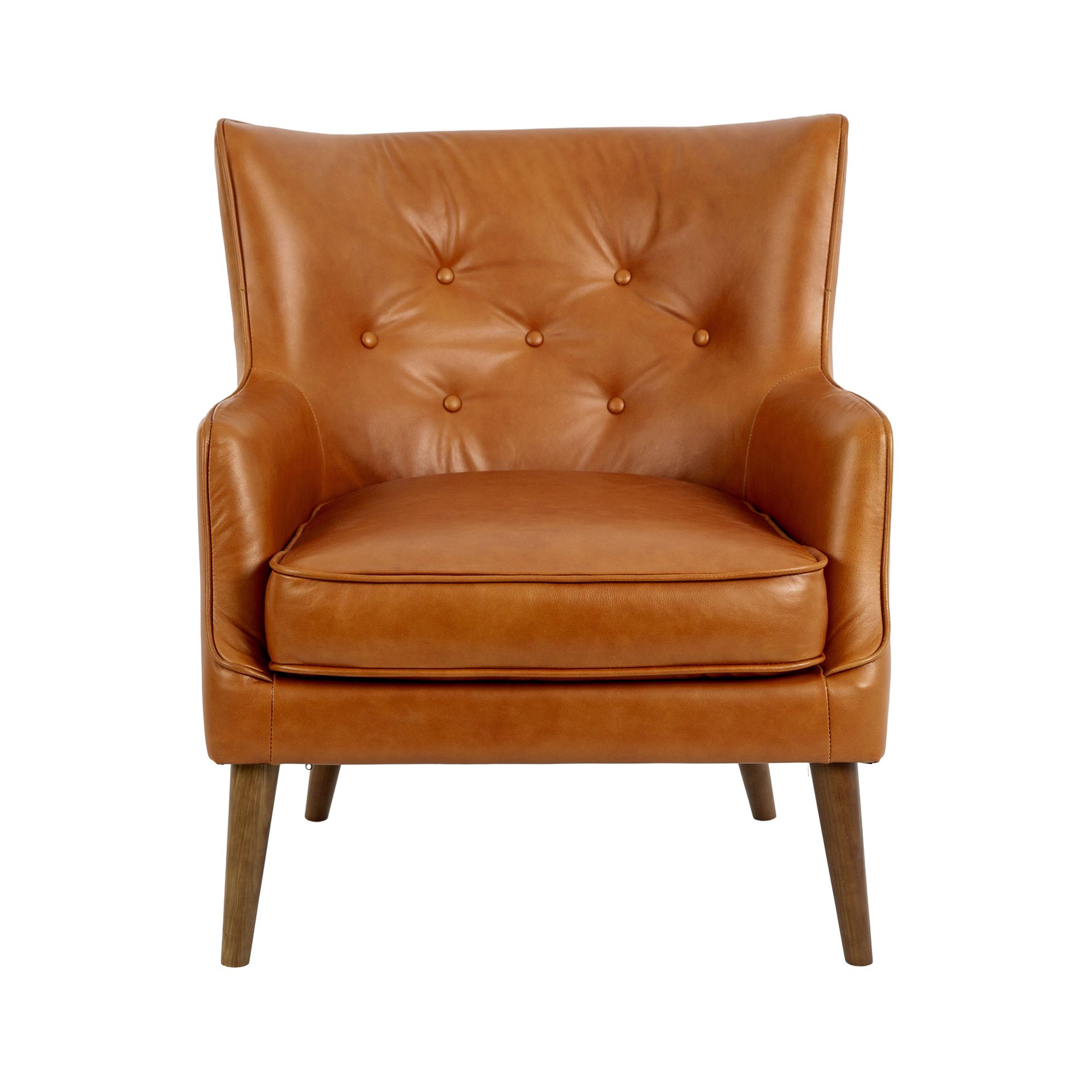 Brown leather chester armchair