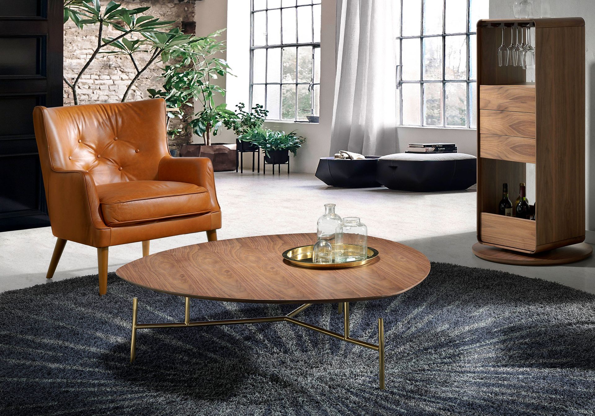 Brown leather chester armchair