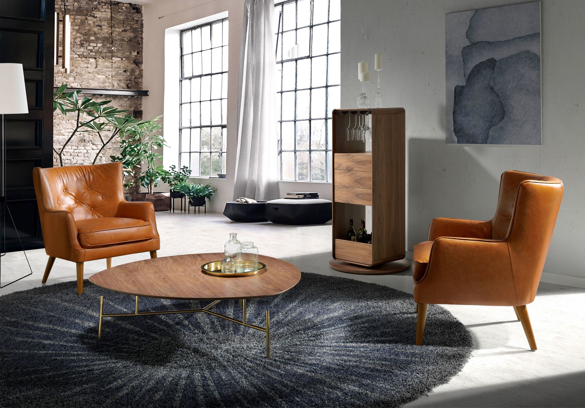 Brown leather chester armchair