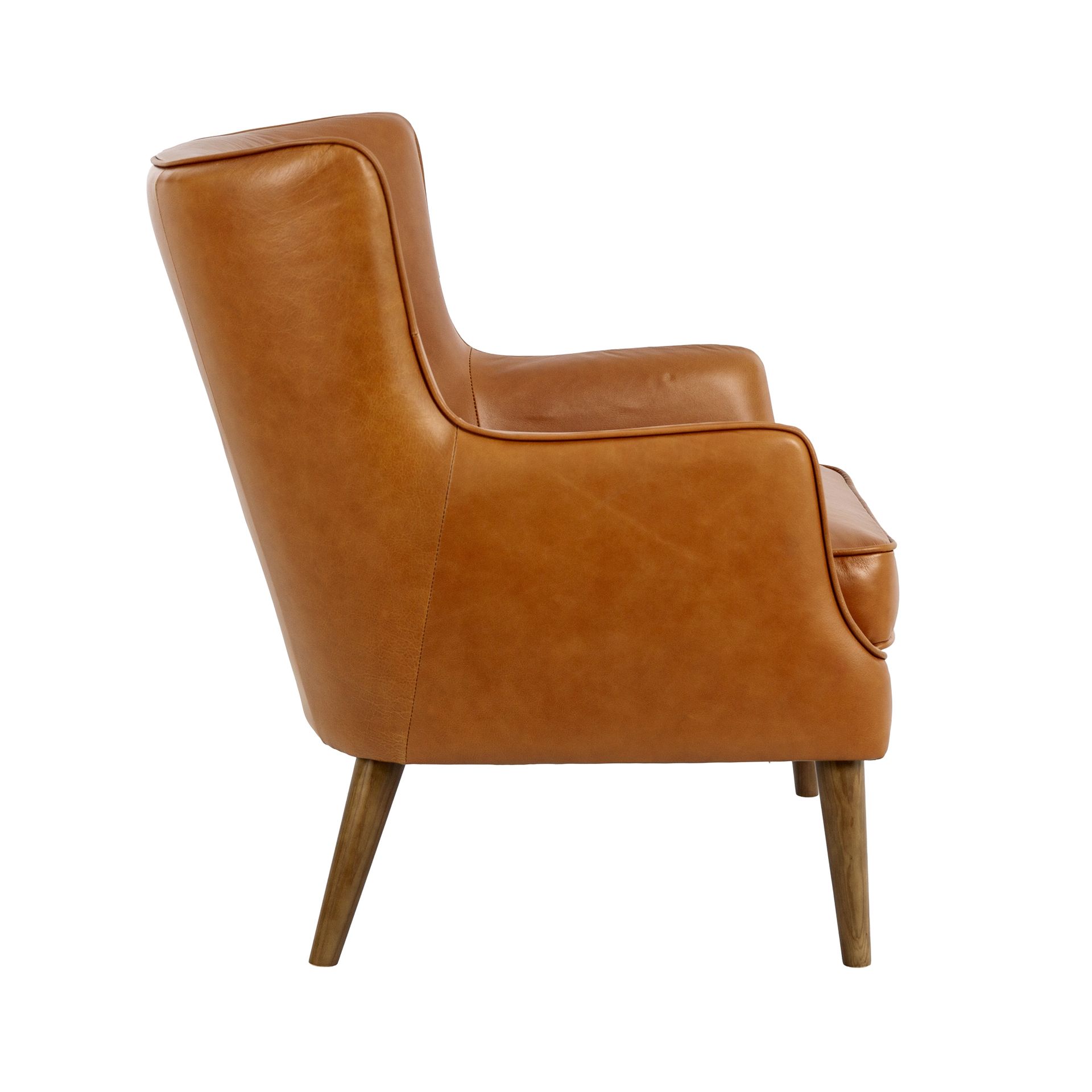 Brown leather chester armchair