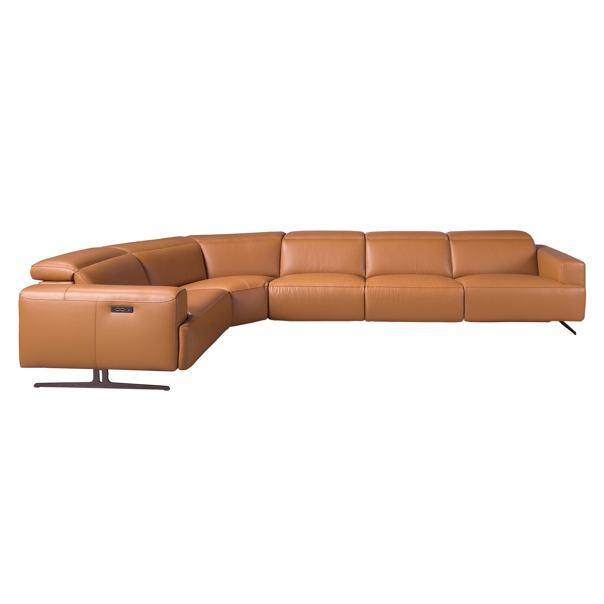 Brown leather modular relax corner sofa