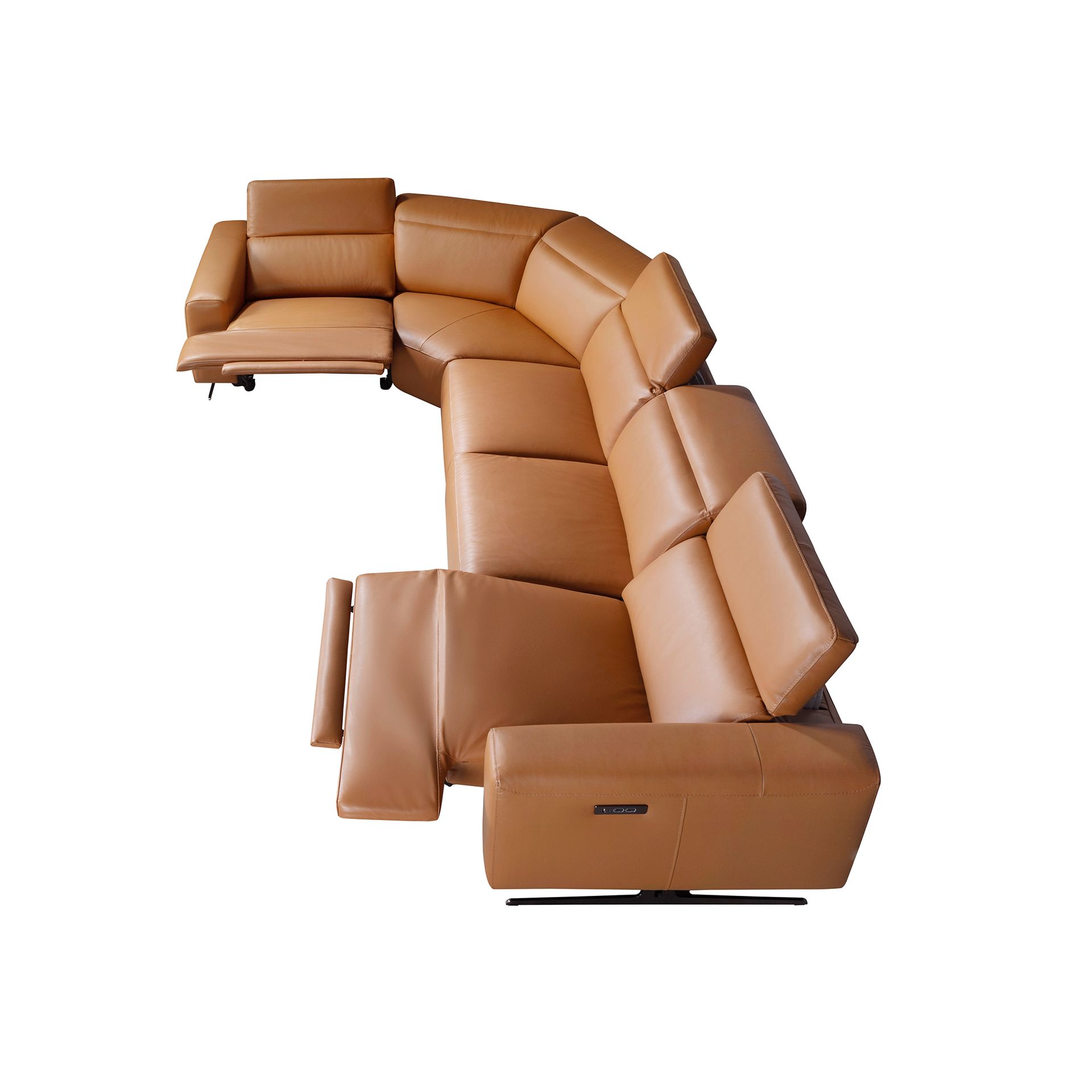 Brown leather modular relax corner sofa