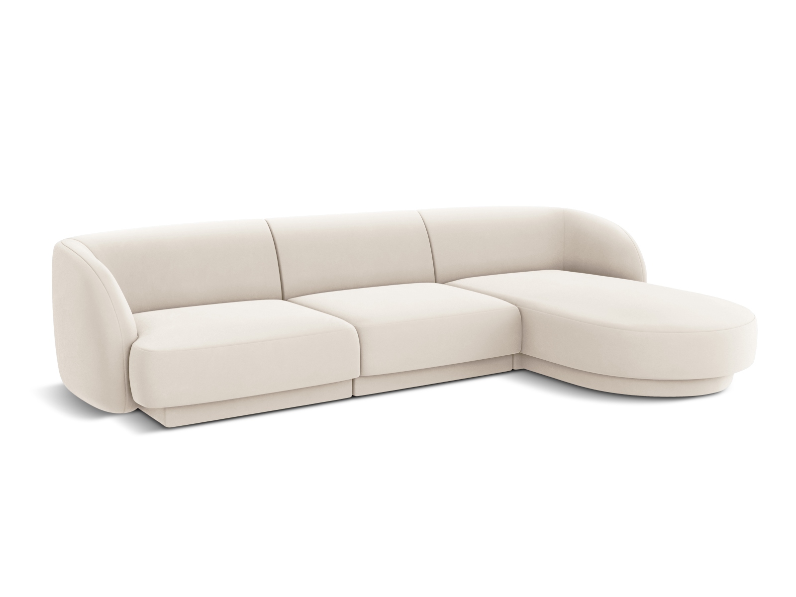 Velvet Right Corner Sofa, "Miley", 4 Seats, 255x156x70