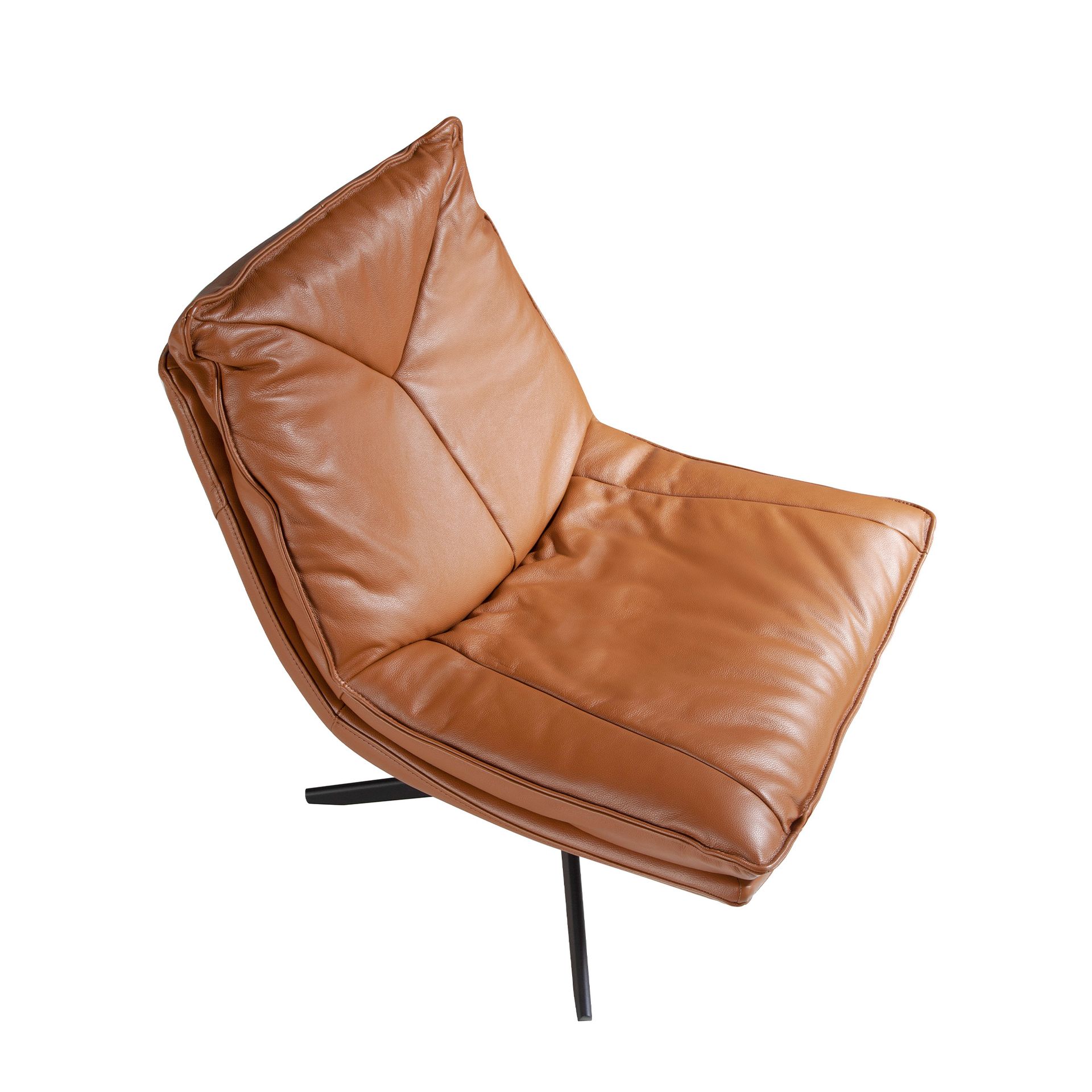 Brown leather swivel armchair