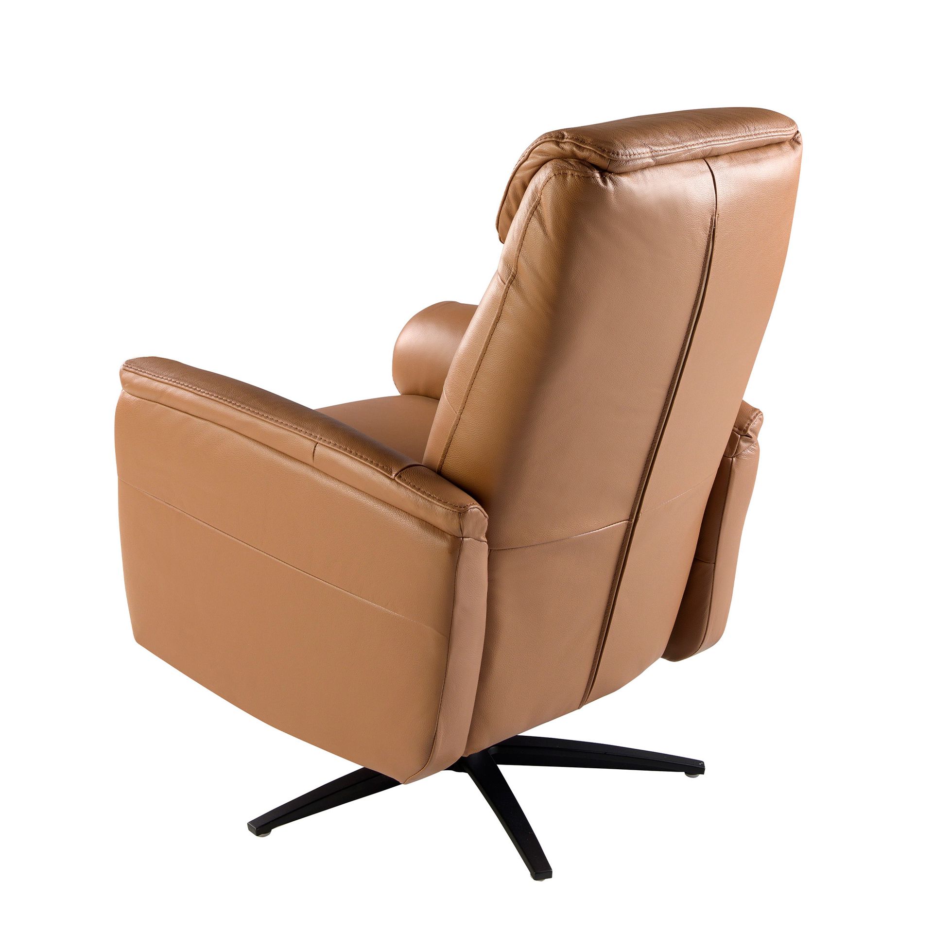 Brown leather swivel armchair