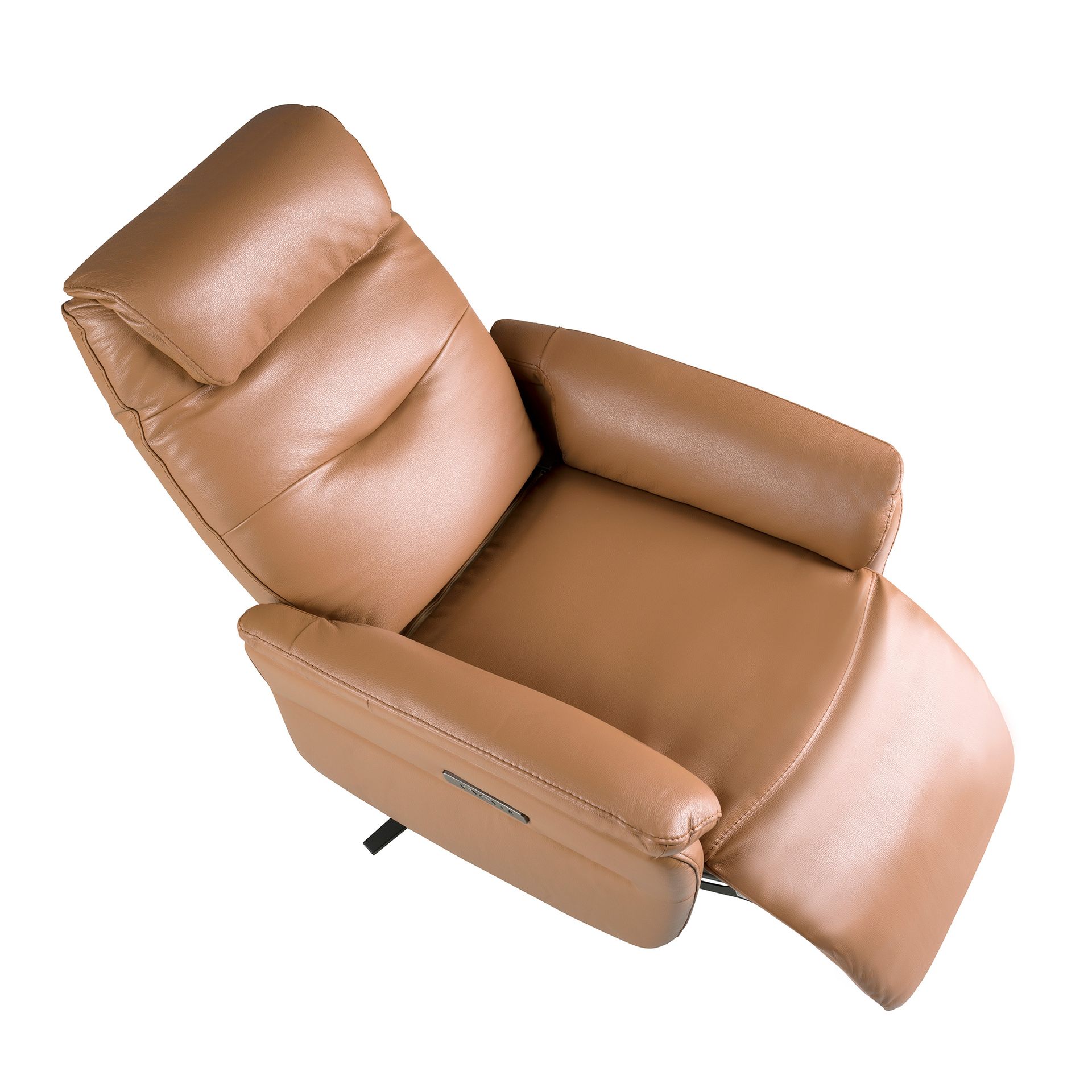 Brown leather swivel armchair
