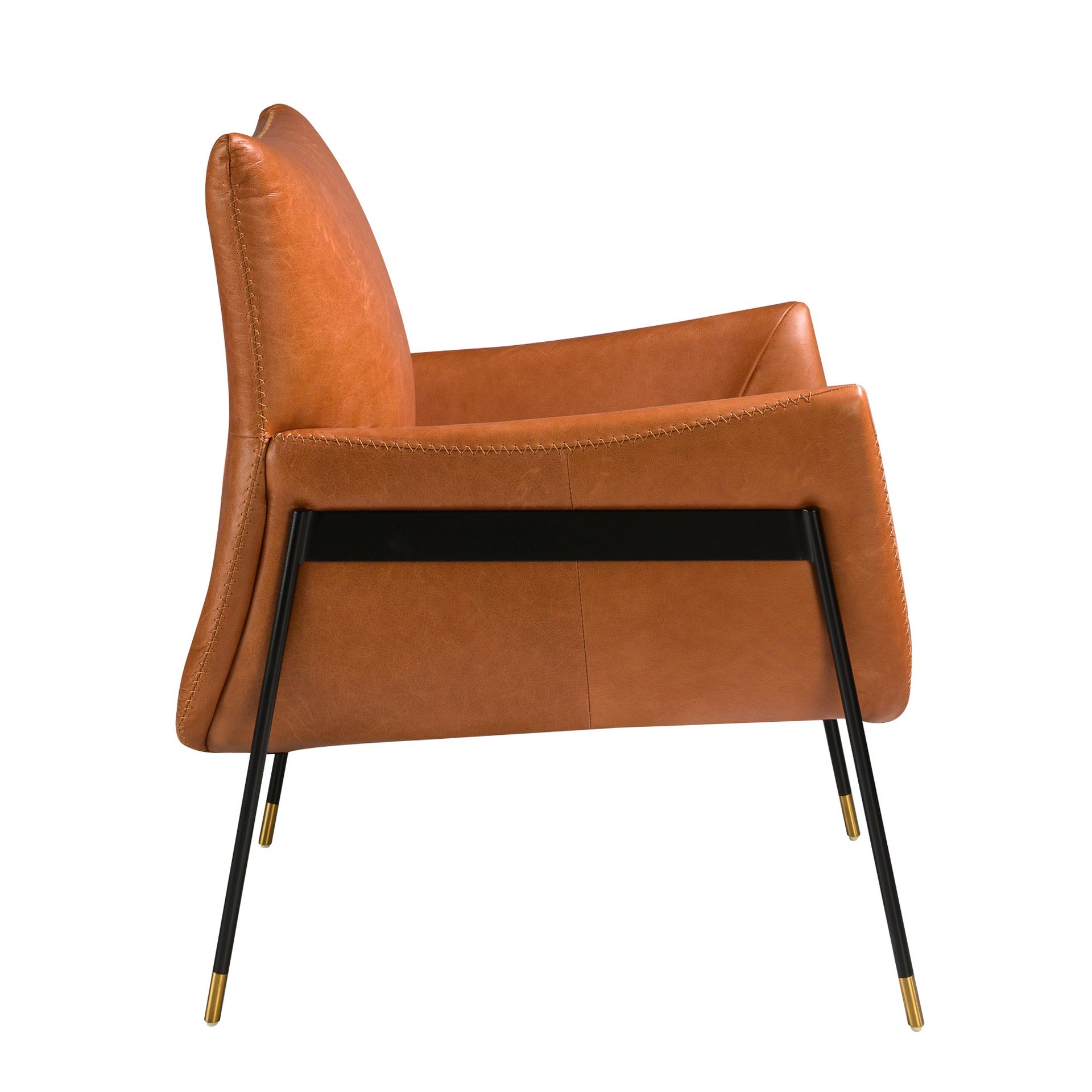 Brown leather swivel armchair