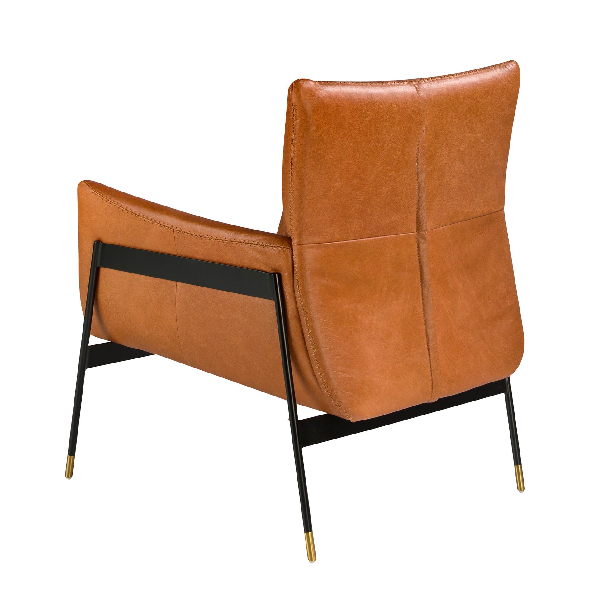 Brown leather swivel armchair