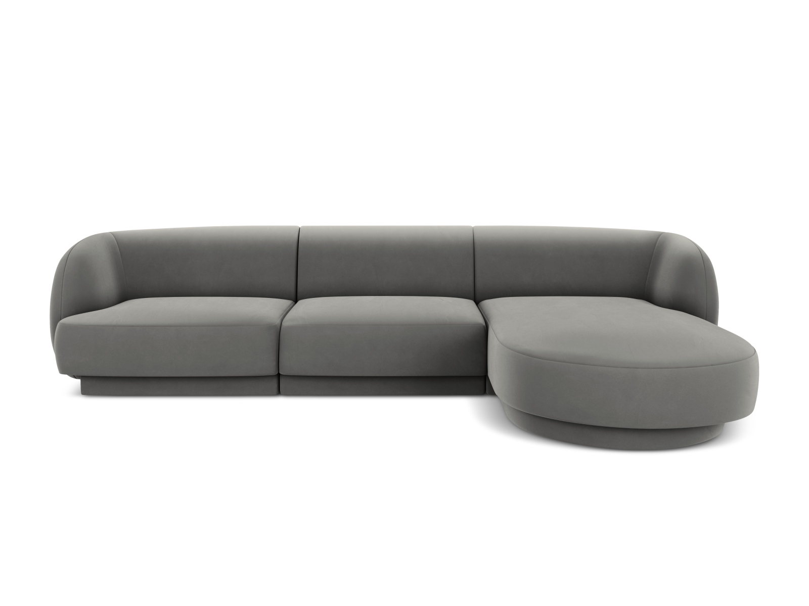 Velvet Right Corner Sofa, "Miley", 4 Seats, 255x156x70