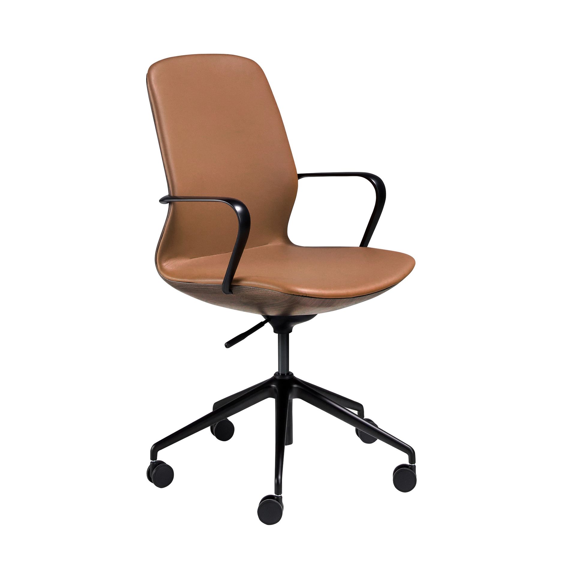 Brown leatherette  swivel office chair