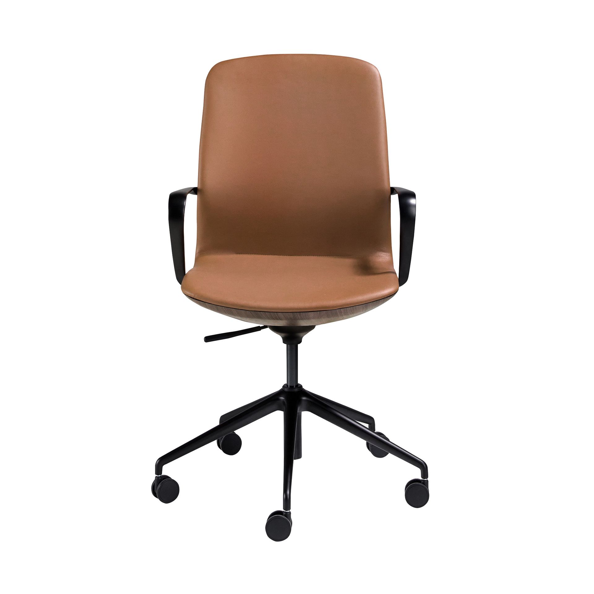 Brown leatherette  swivel office chair