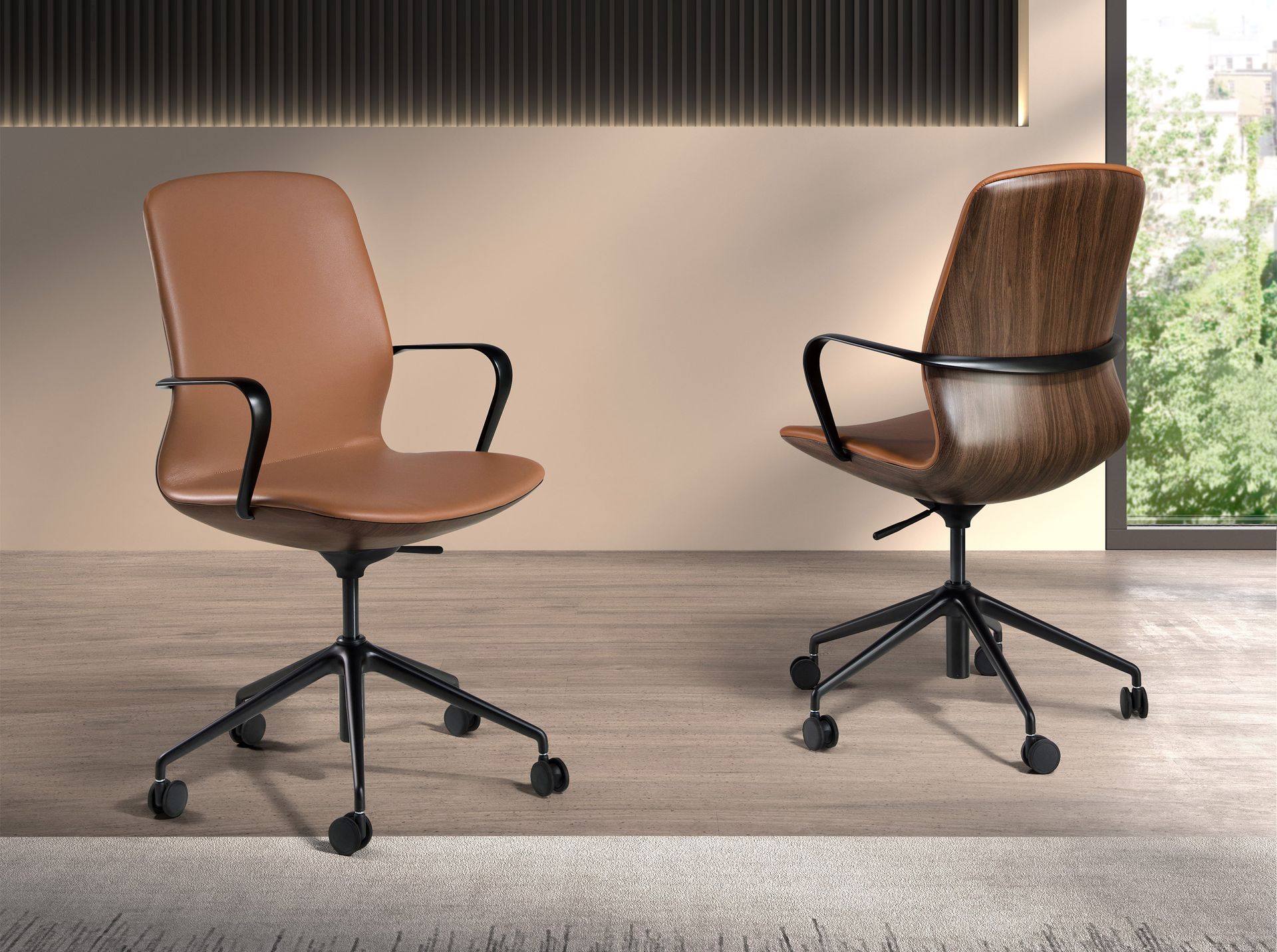 Brown leatherette  swivel office chair
