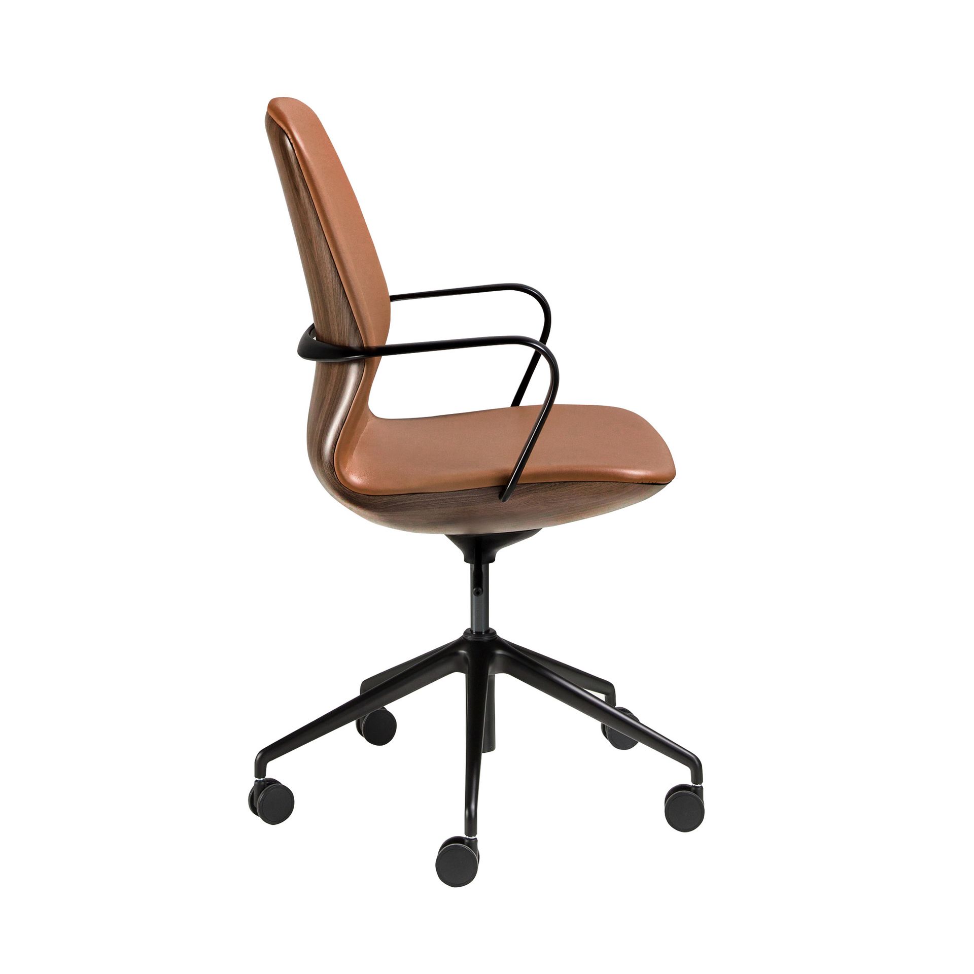 Brown leatherette  swivel office chair