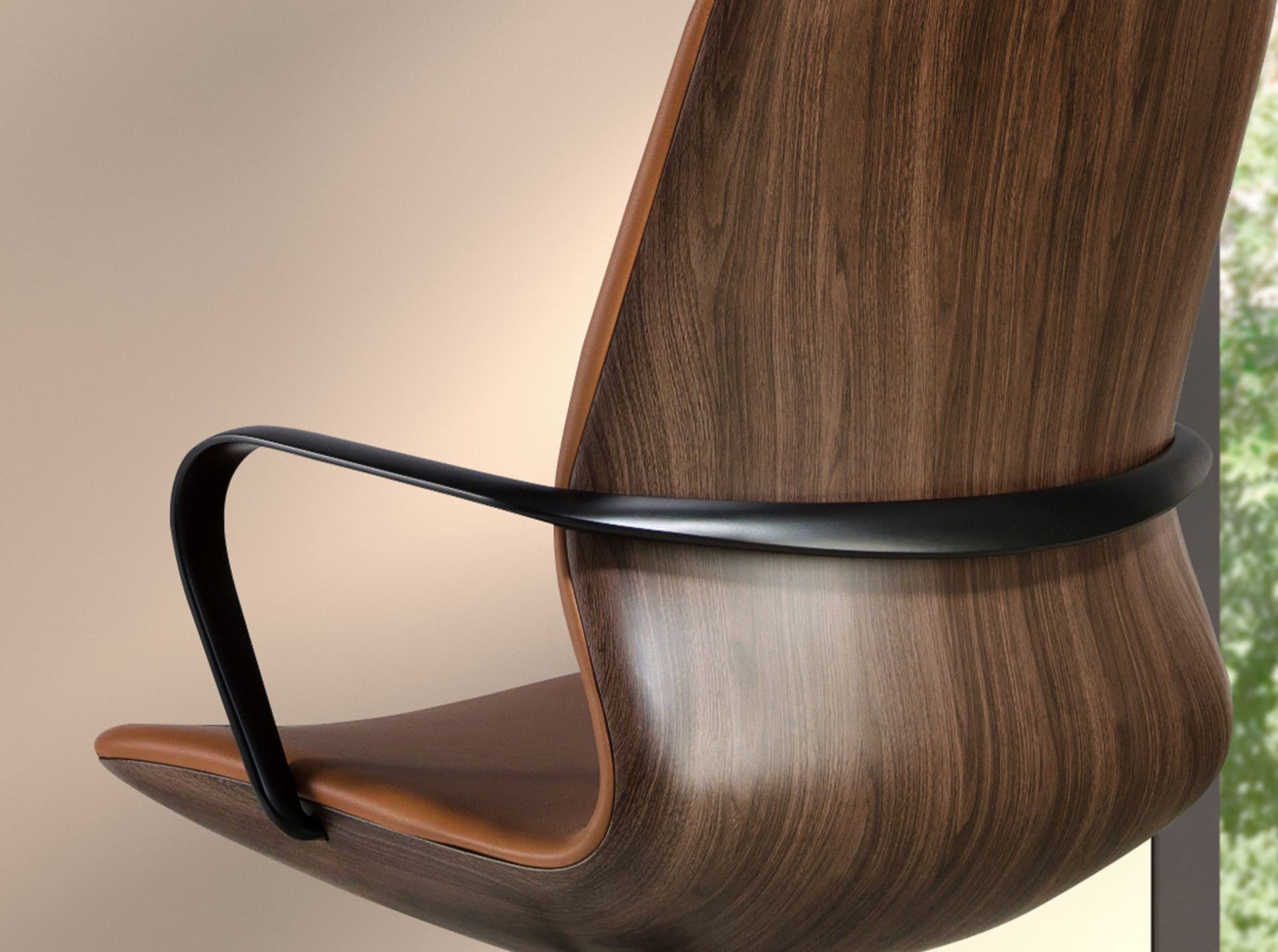 Brown leatherette  swivel office chair