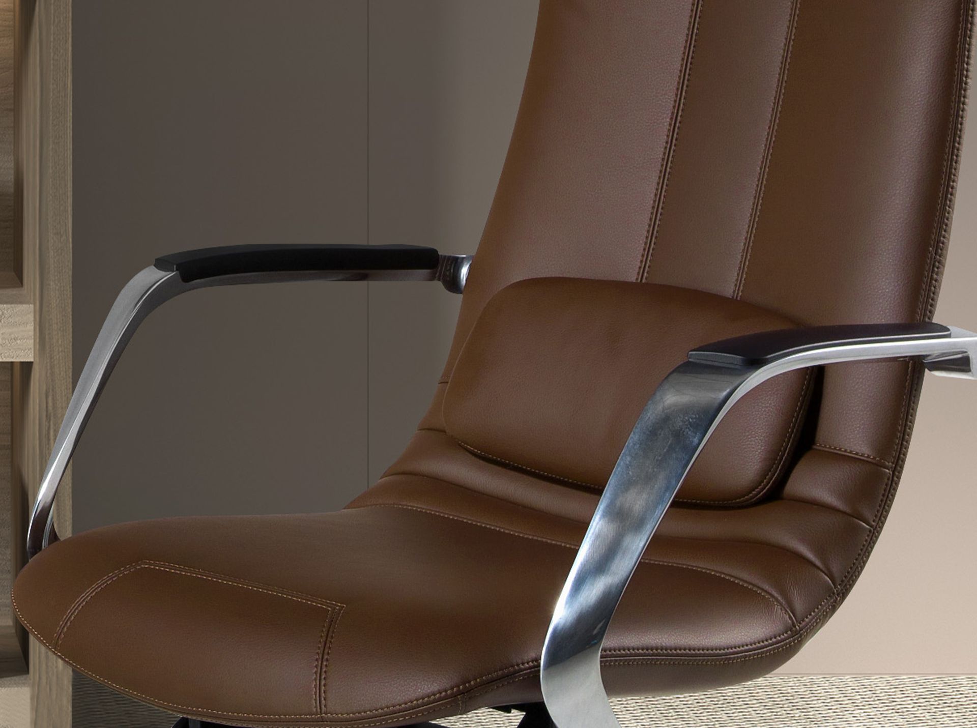Brown leatherette  swivel office chair