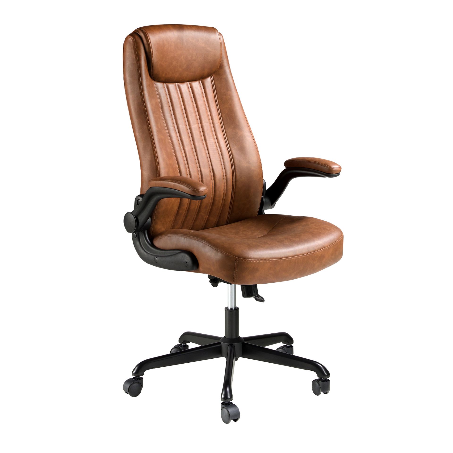Brown leatherette  swivel office chair