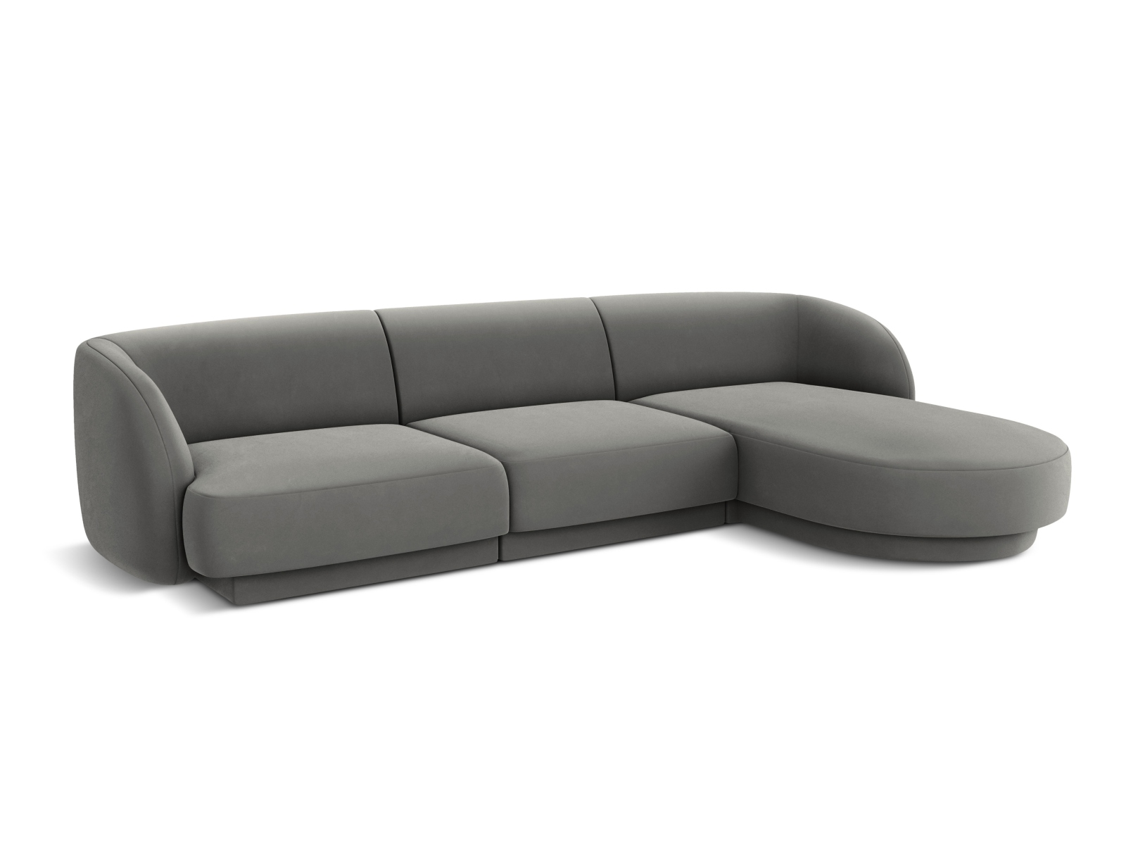 Velvet Right Corner Sofa, "Miley", 4 Seats, 255x156x70